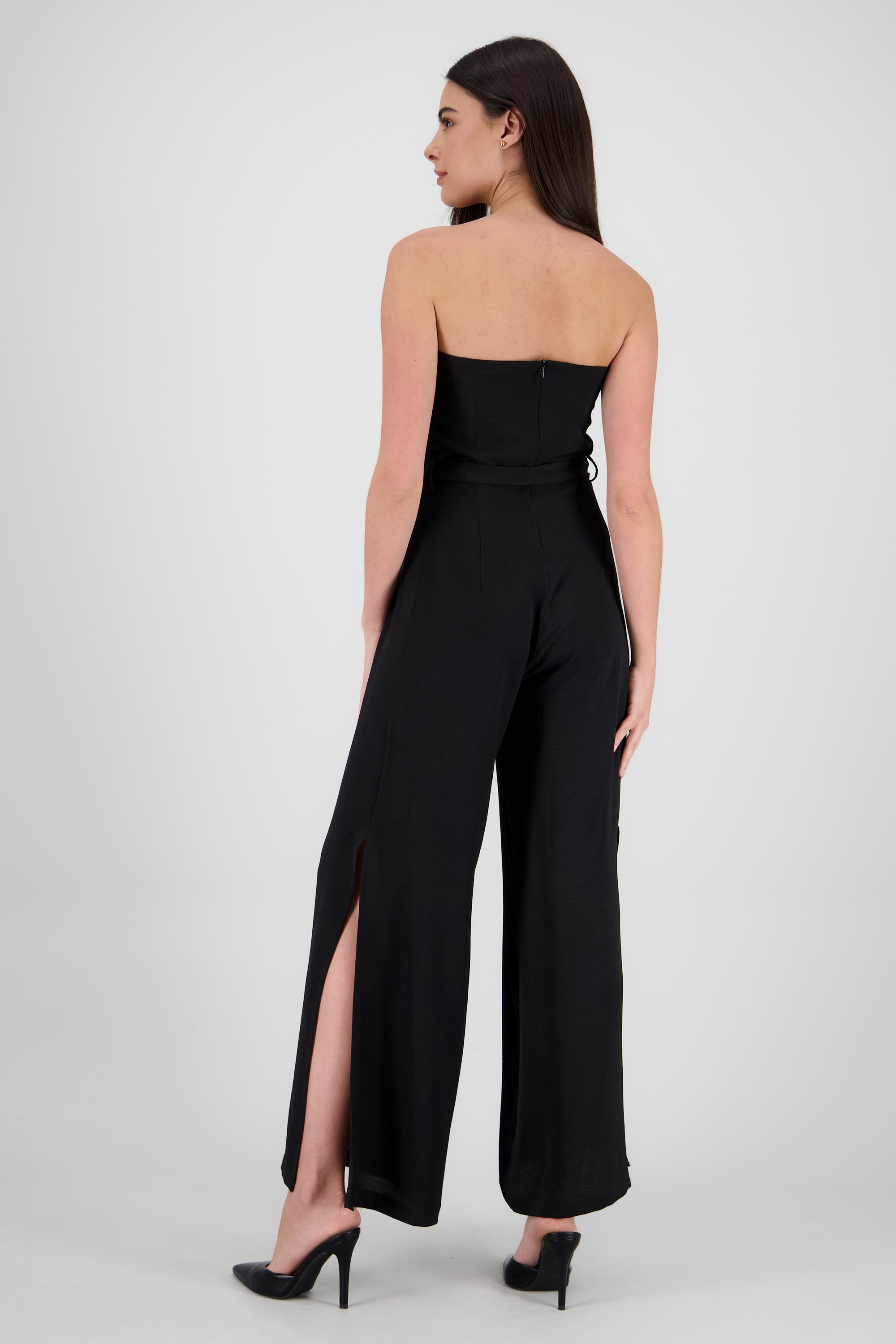 Jumpsuit strapless detalle cintura liston NEGRO