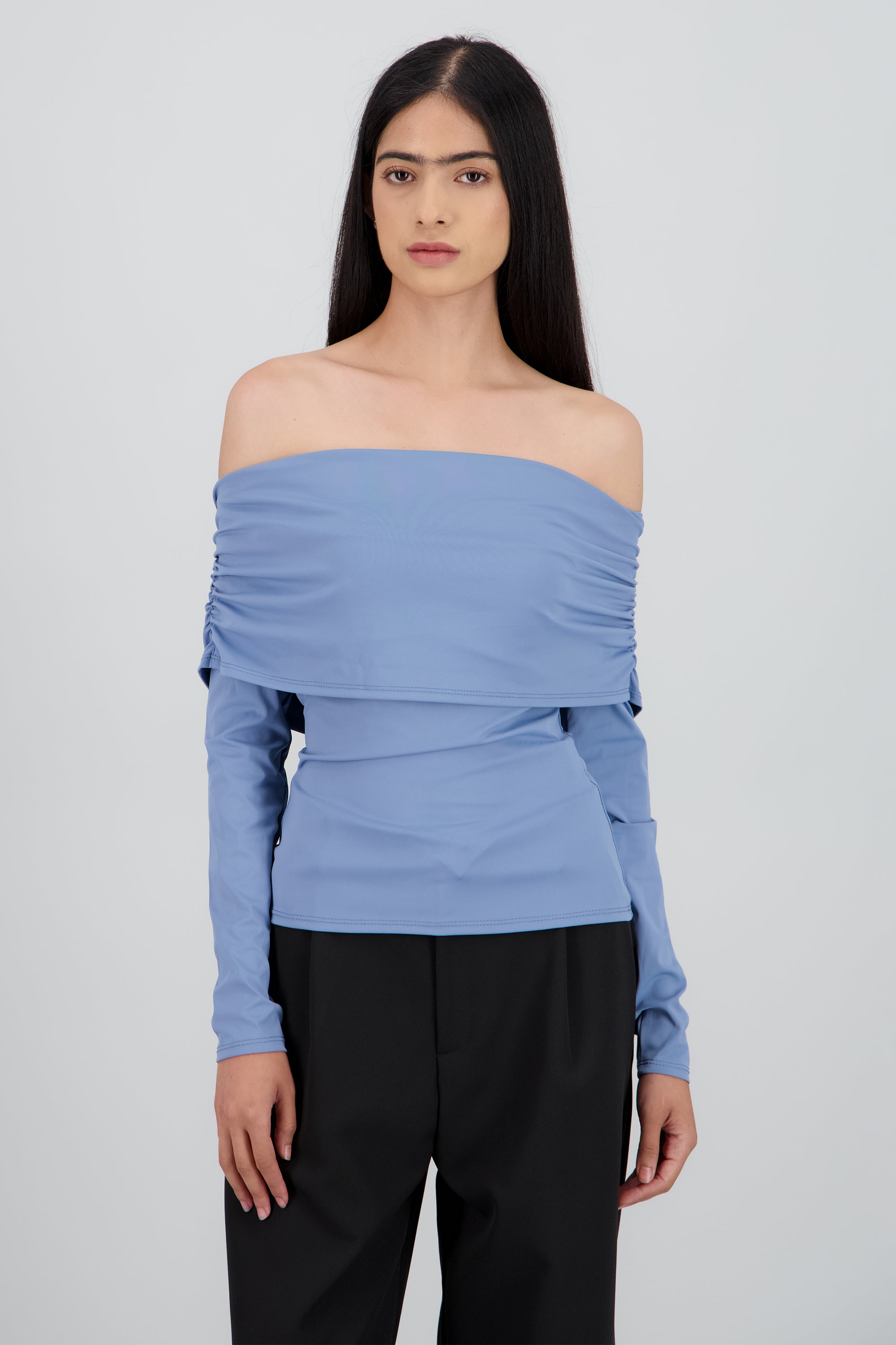 Top m/l doblez plisado Hypsters AZUL CIELO
