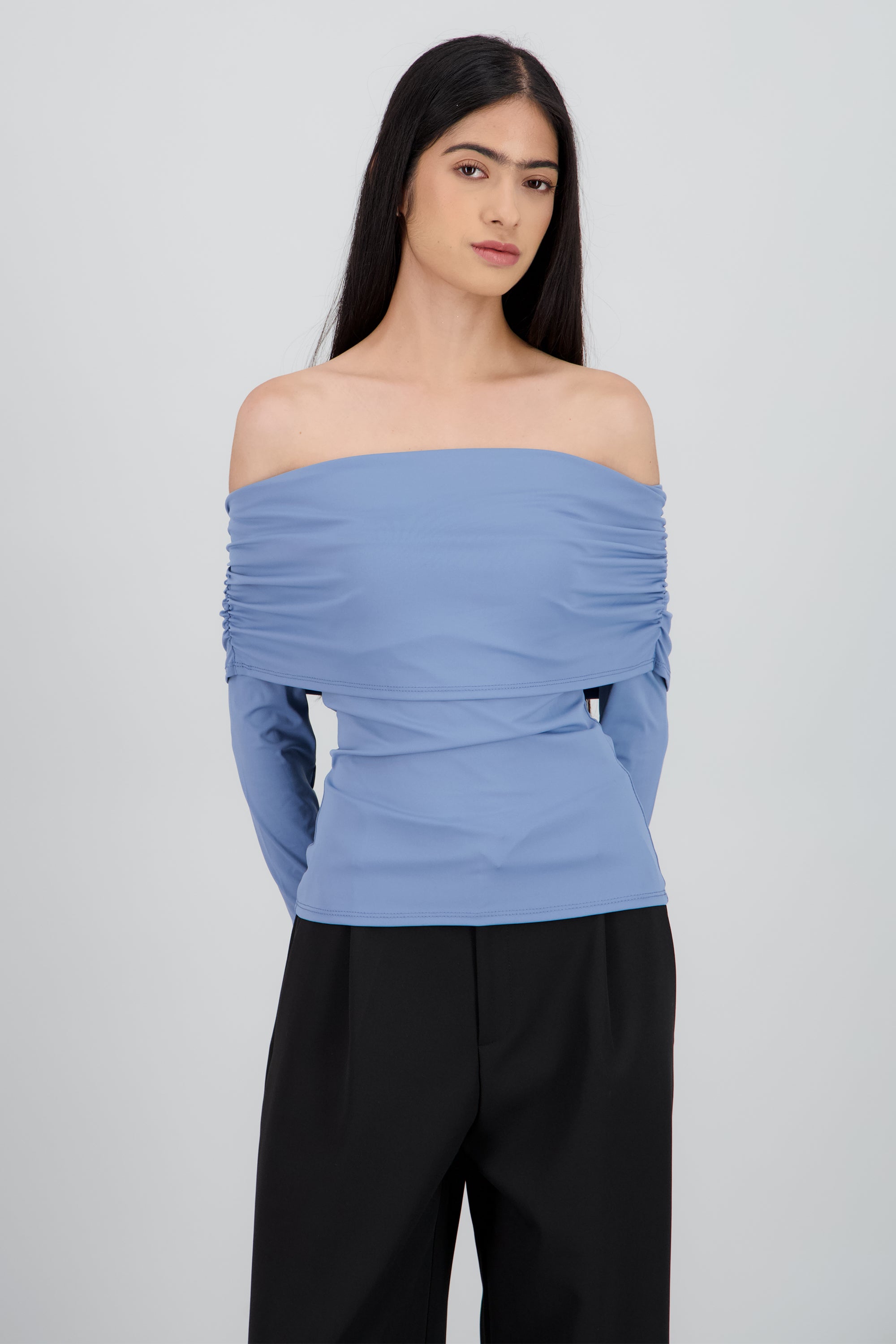 Top m/l doblez plisado Hypsters AZUL CIELO