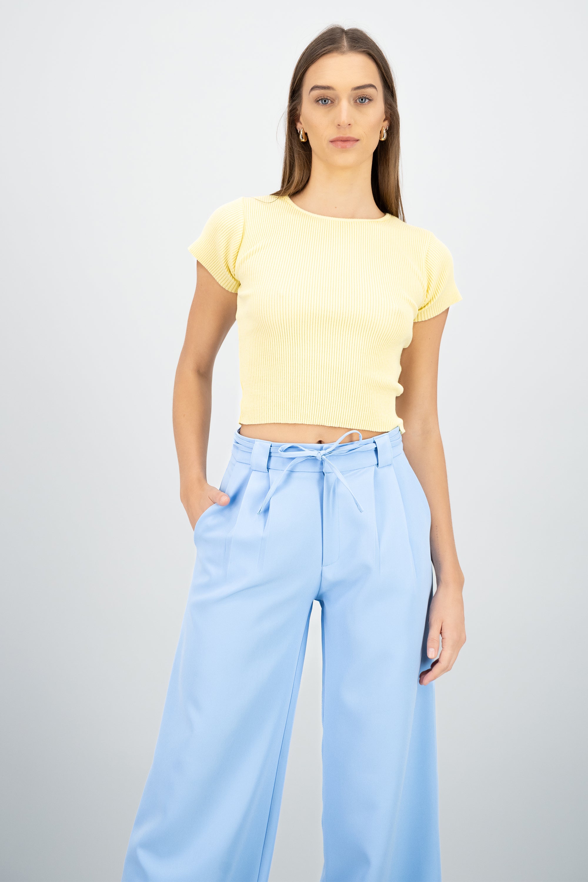 Blusa básica rib m/c Hypsters AMARILLO PASTEL