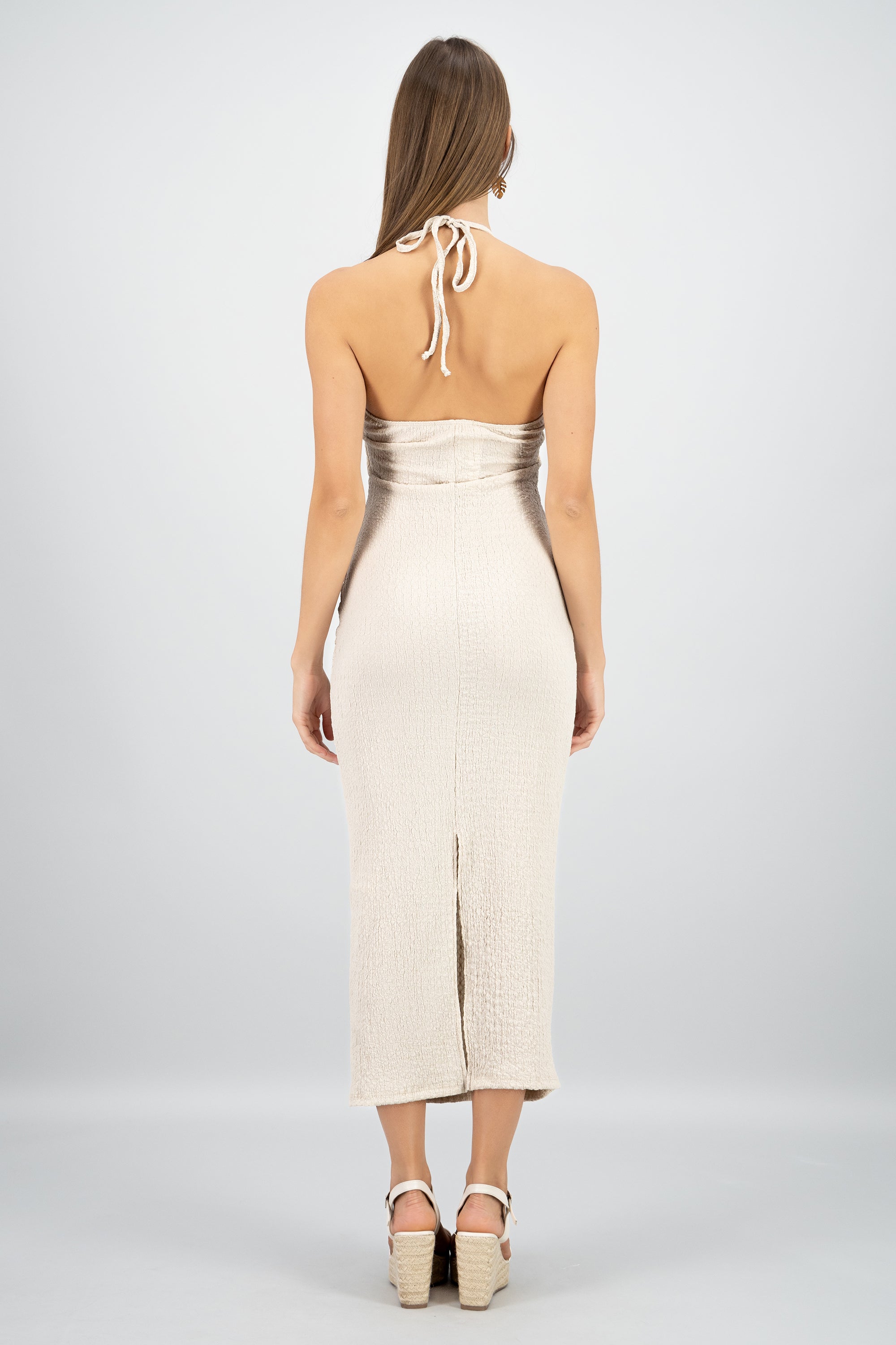 VESTIDO MAXI RIBBED CREMA