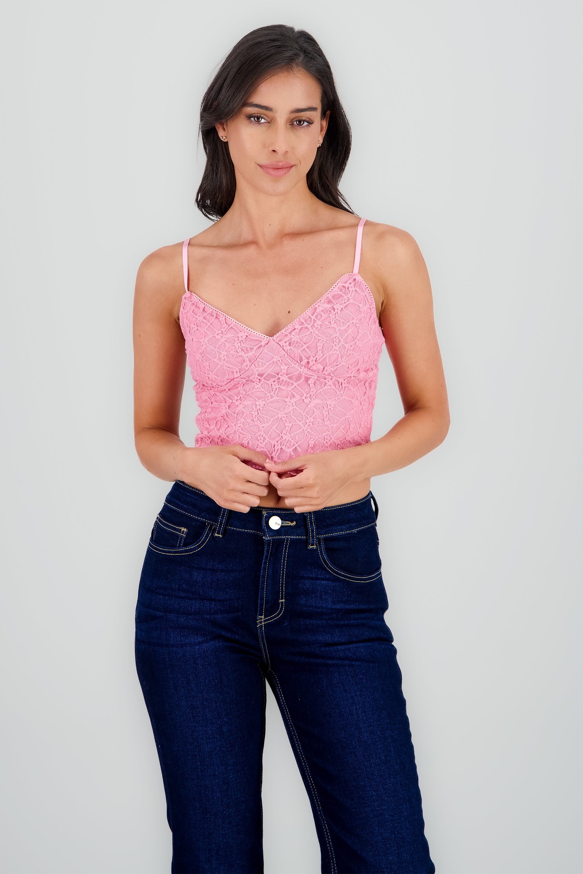 Top de encaje con detalle cuello v ROSA