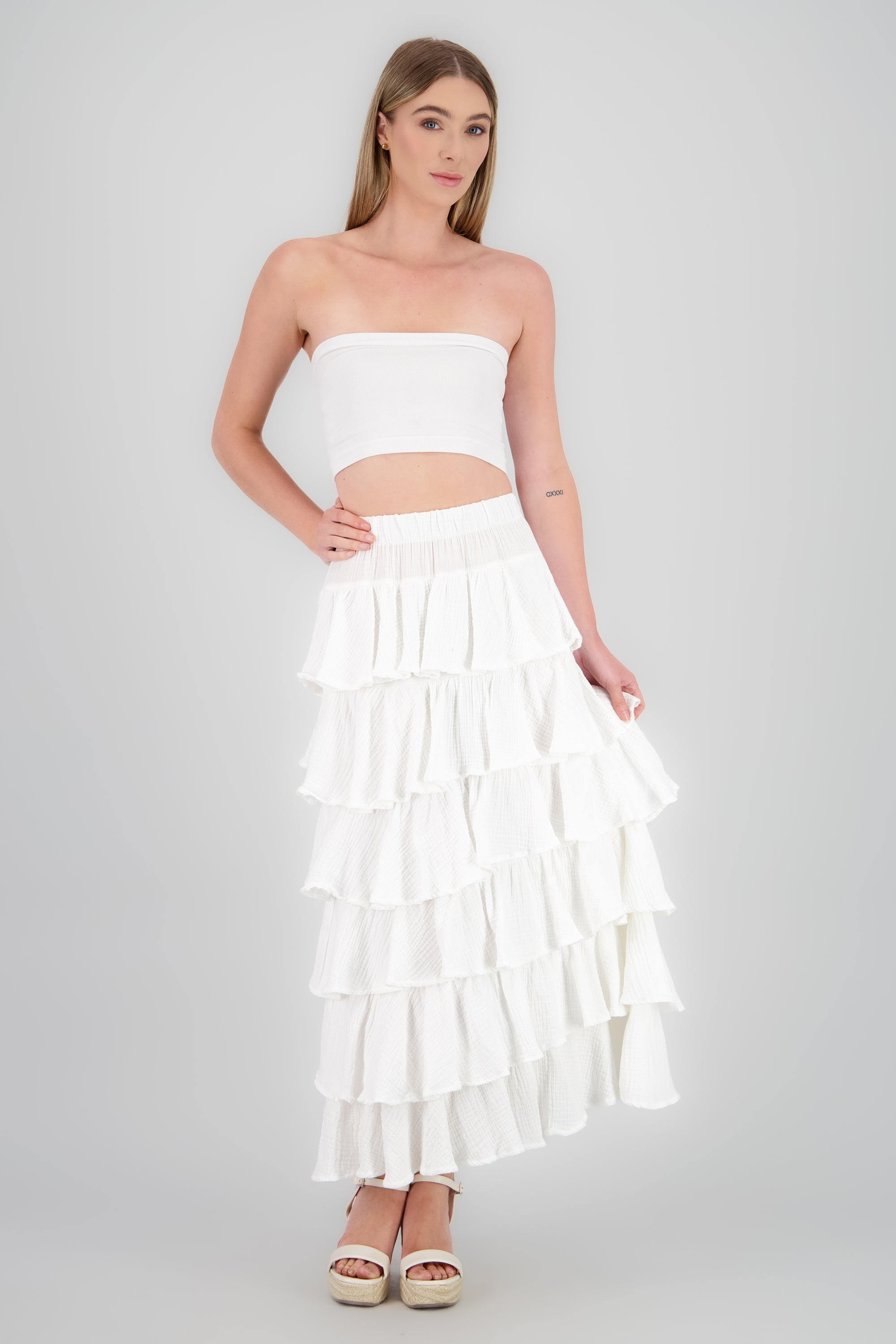 Falda maxi olanes ligera BLANCO