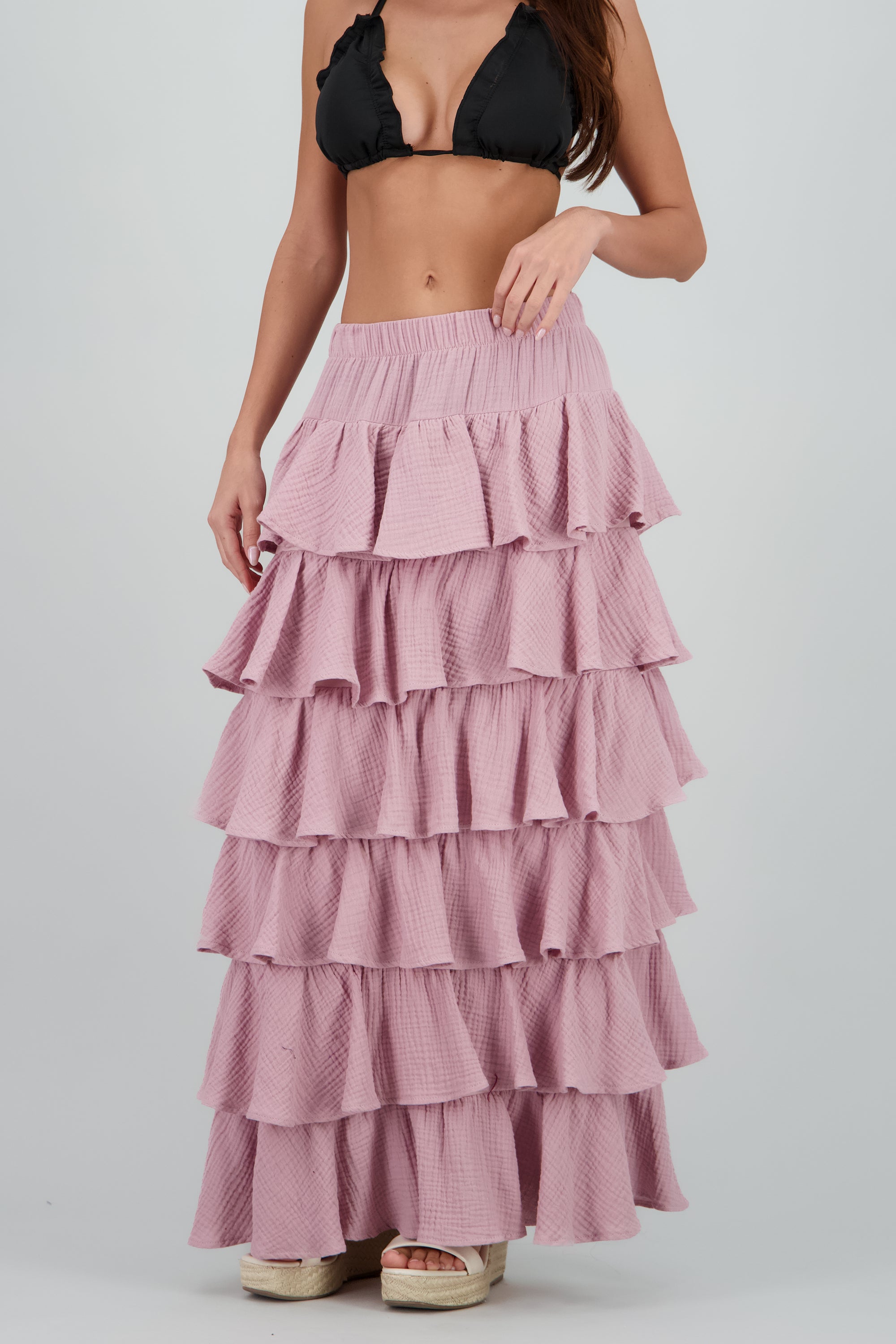 Falda maxi olanes ligera PALO DE ROSA