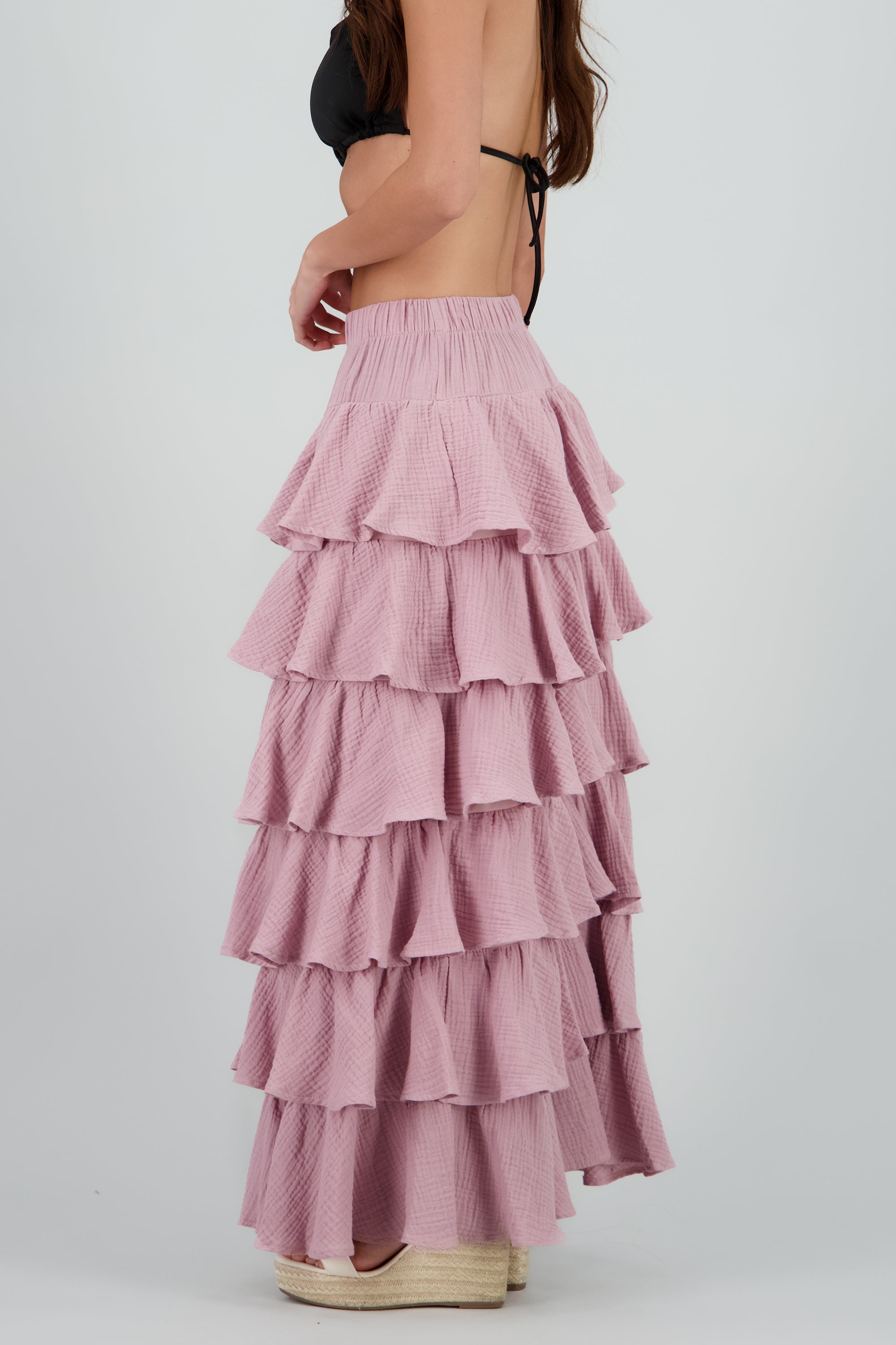 Falda maxi olanes ligera PALO DE ROSA