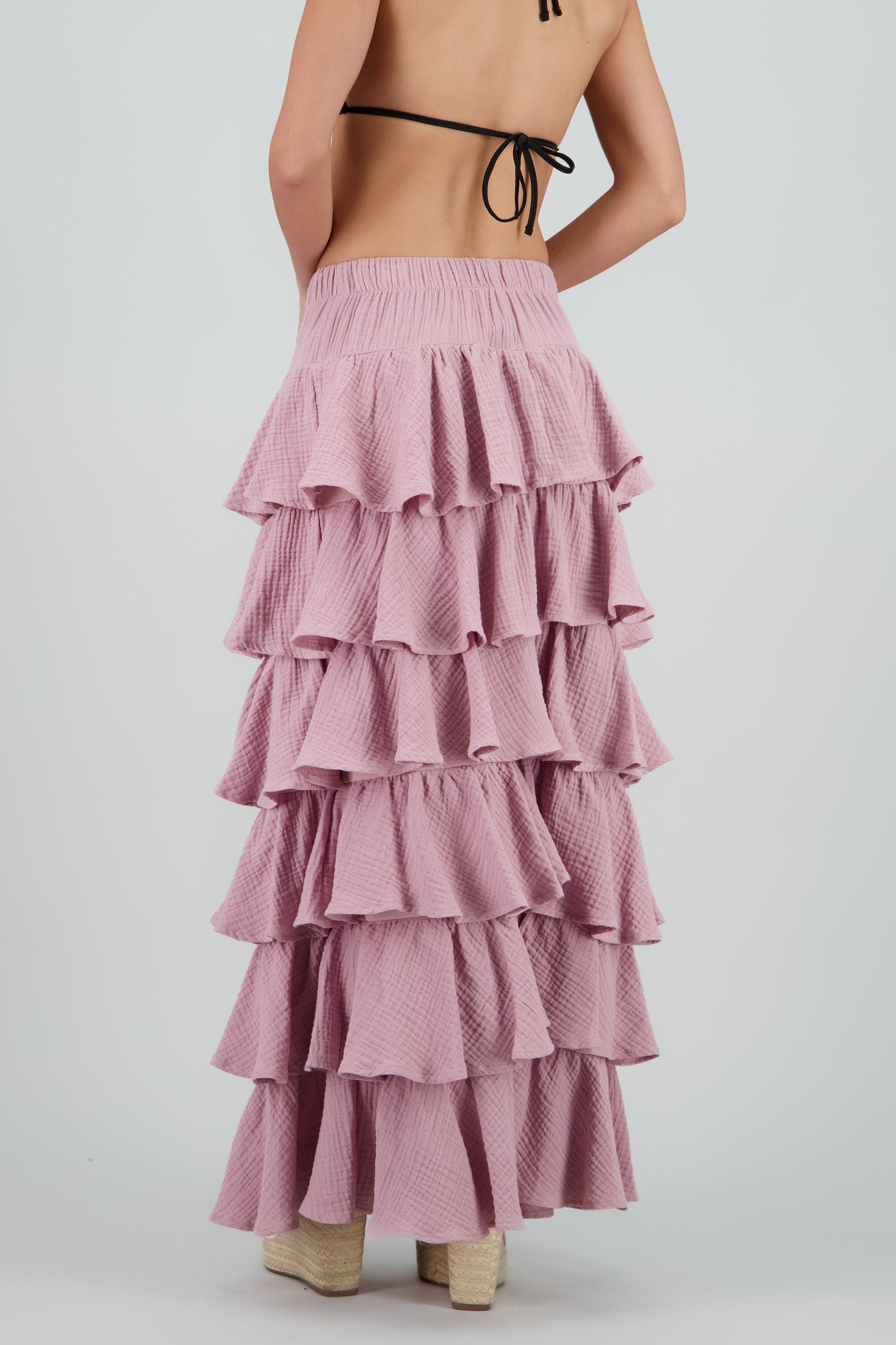 Falda maxi olanes ligera PALO DE ROSA