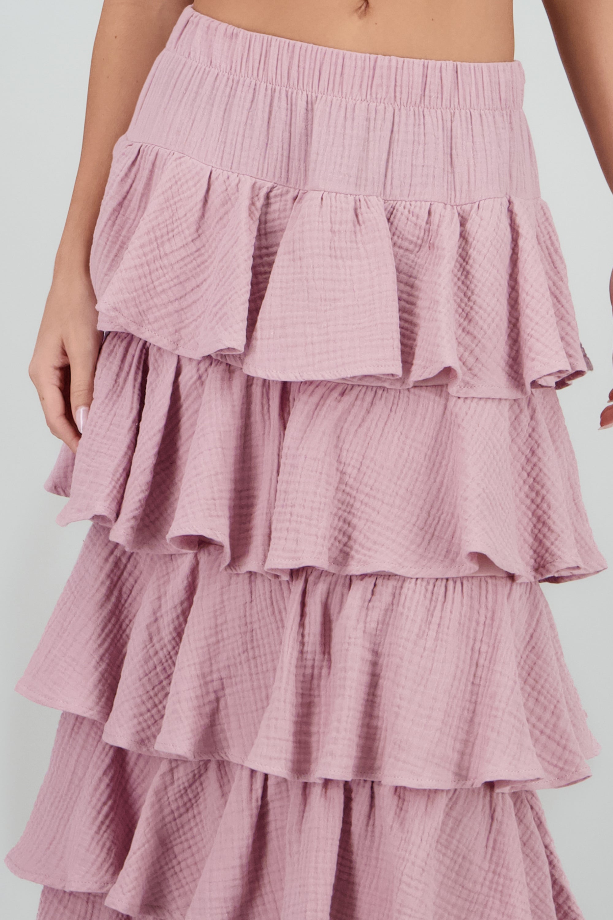 Falda maxi olanes ligera PALO DE ROSA