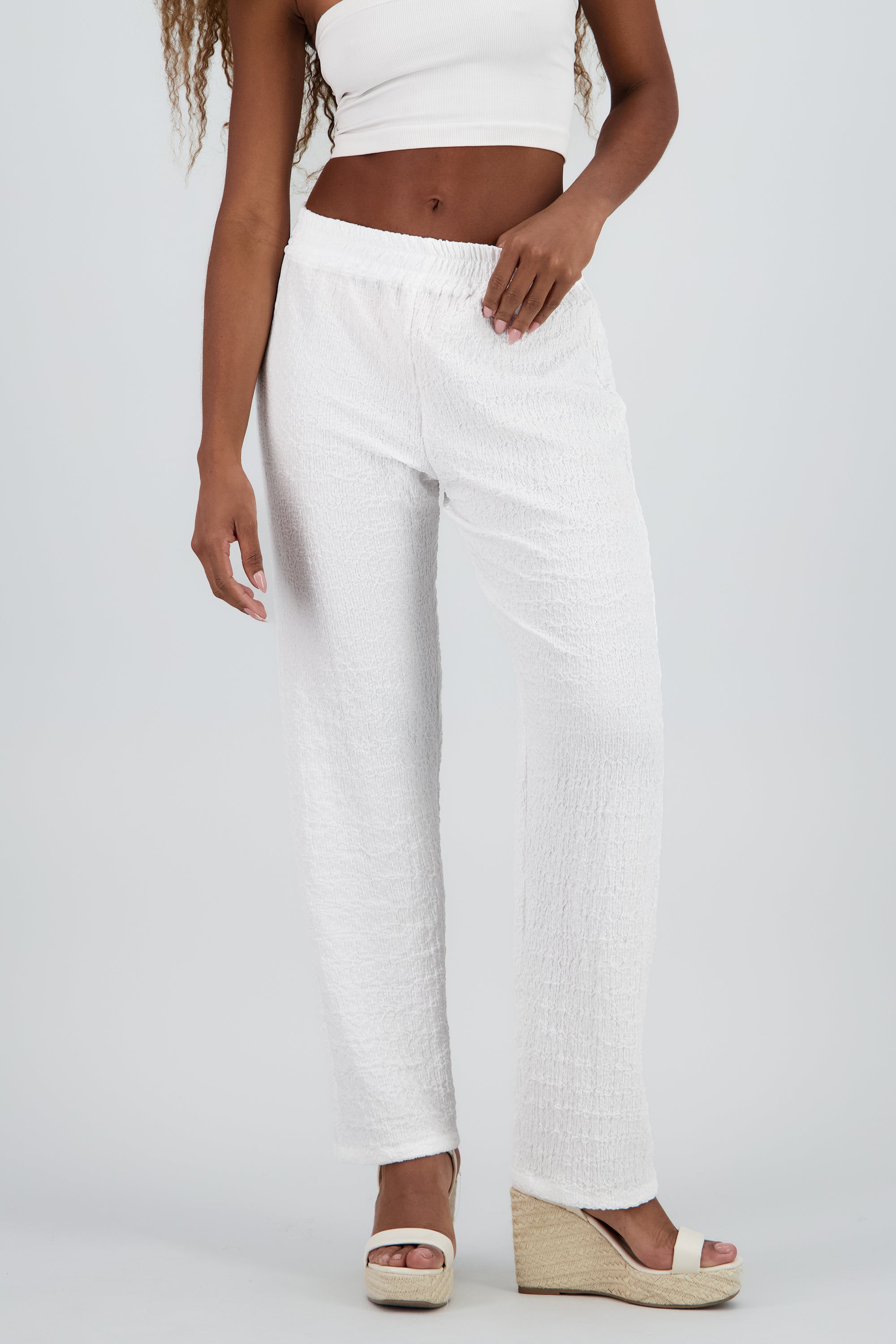 Pantalon ligero recto textura