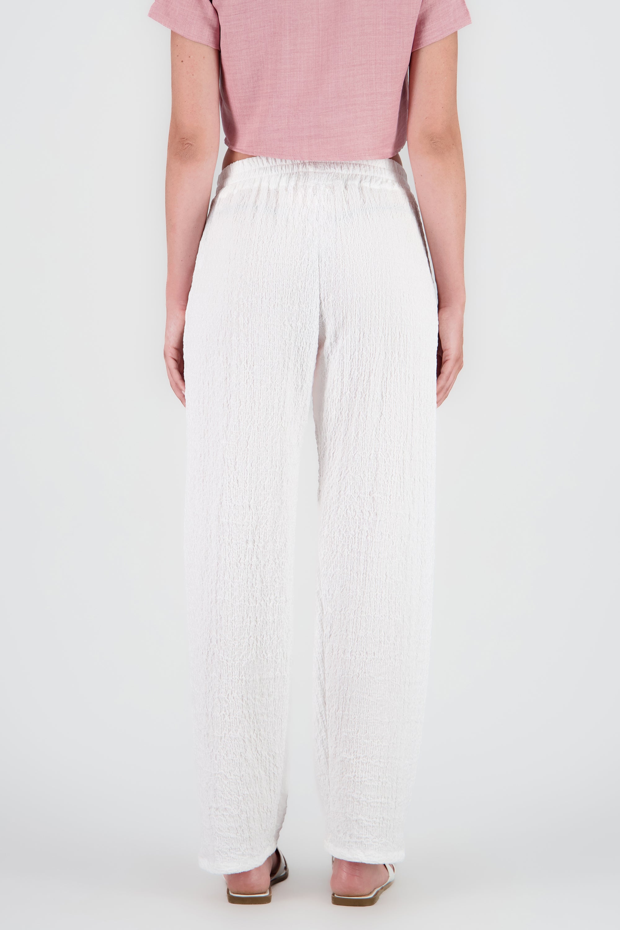 Pantalon ligero recto textura BLANCO