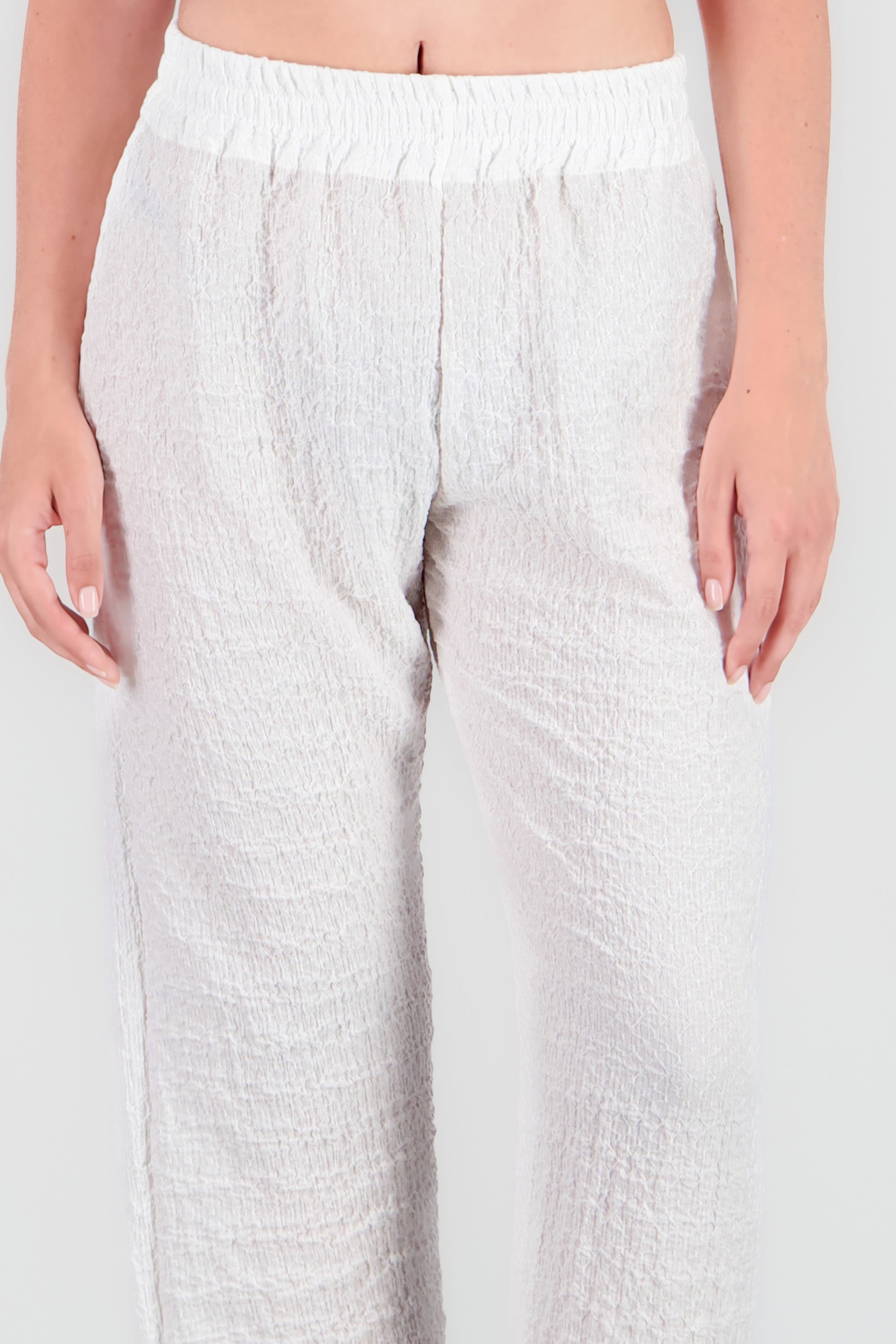 Pantalon ligero recto textura BLANCO