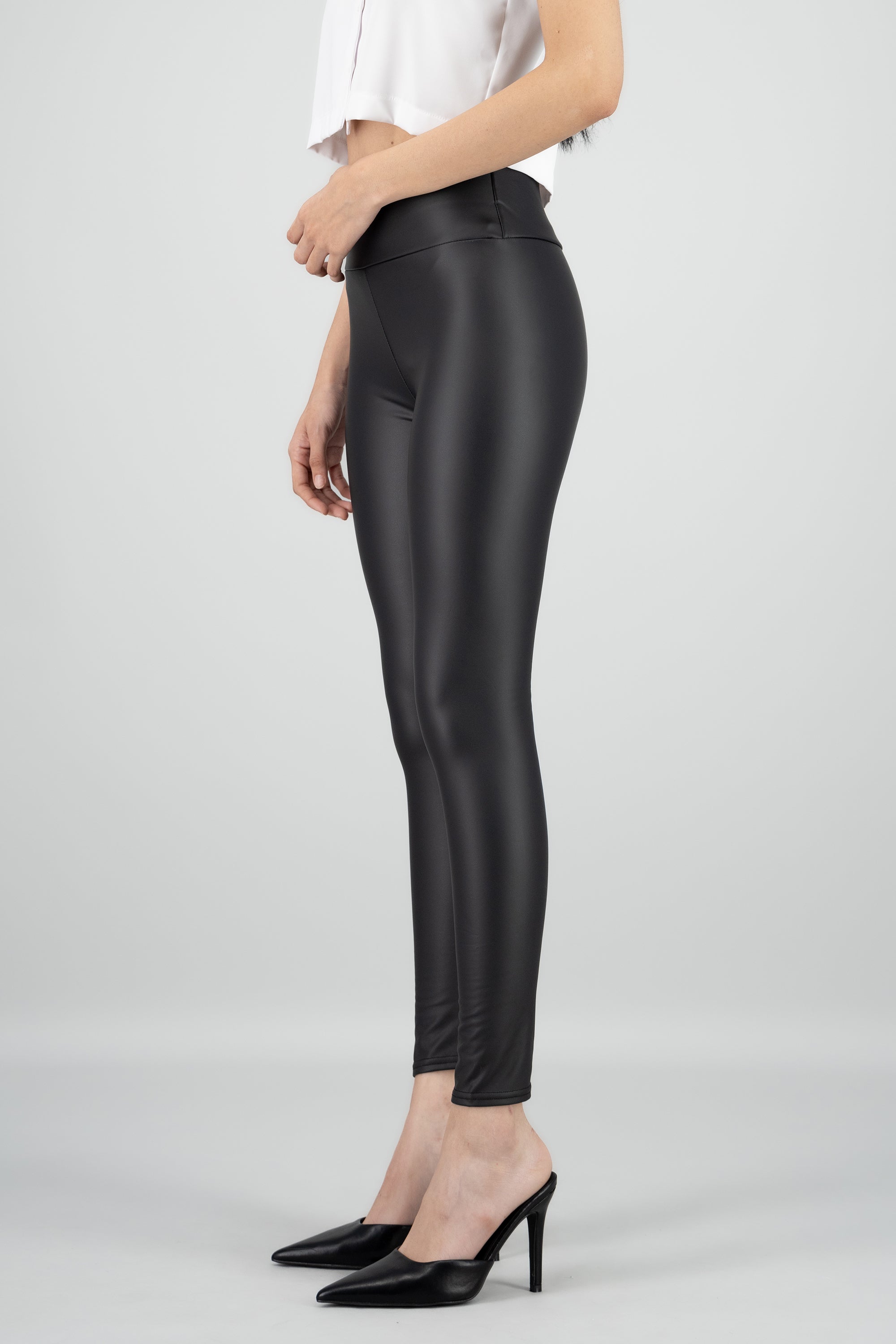 Leggings pu mate NEGRO