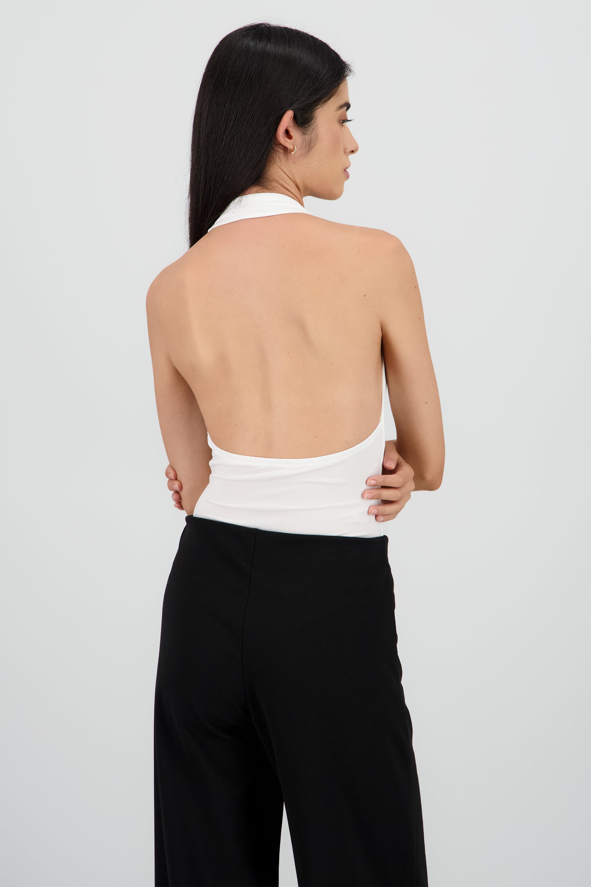 Bodysuit halter escote cascada drapeado BLANCO