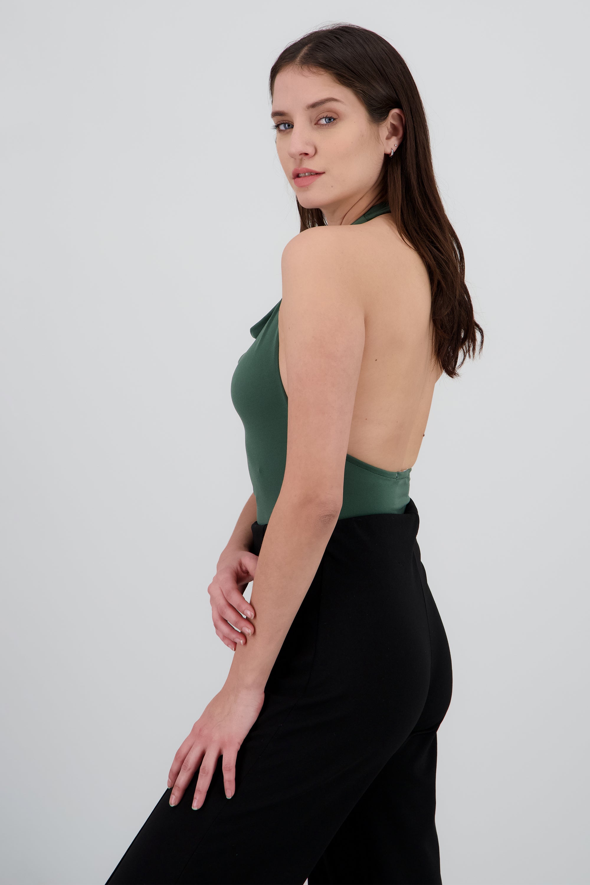 Bodysuit halter escote cascada drapeado OLIVO
