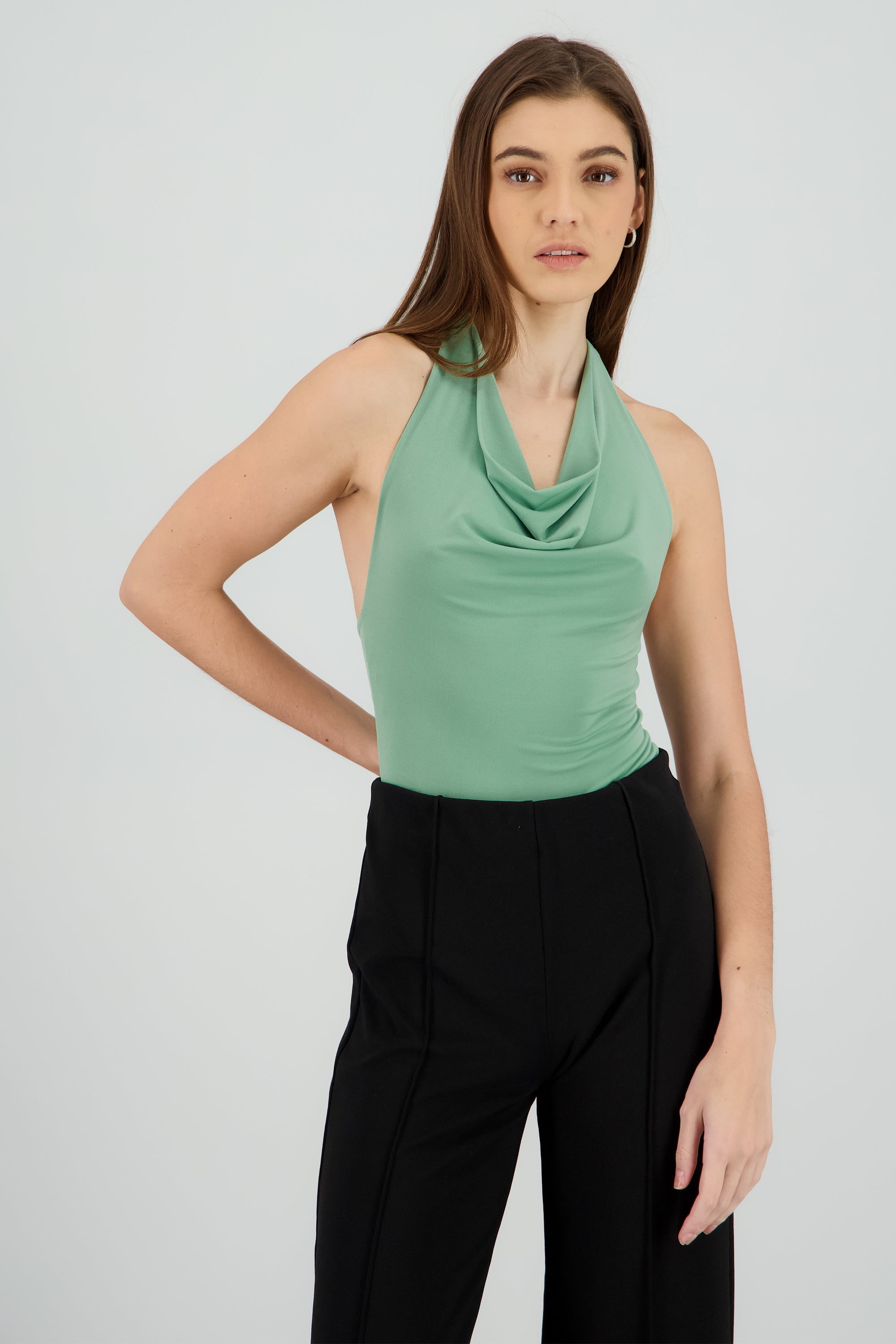Bodysuit halter escote cascada drapeado SAGE