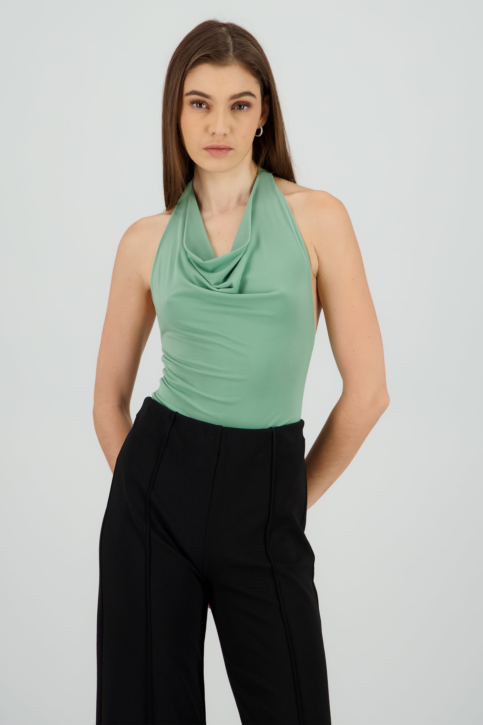 Bodysuit halter escote cascada drapeado SAGE