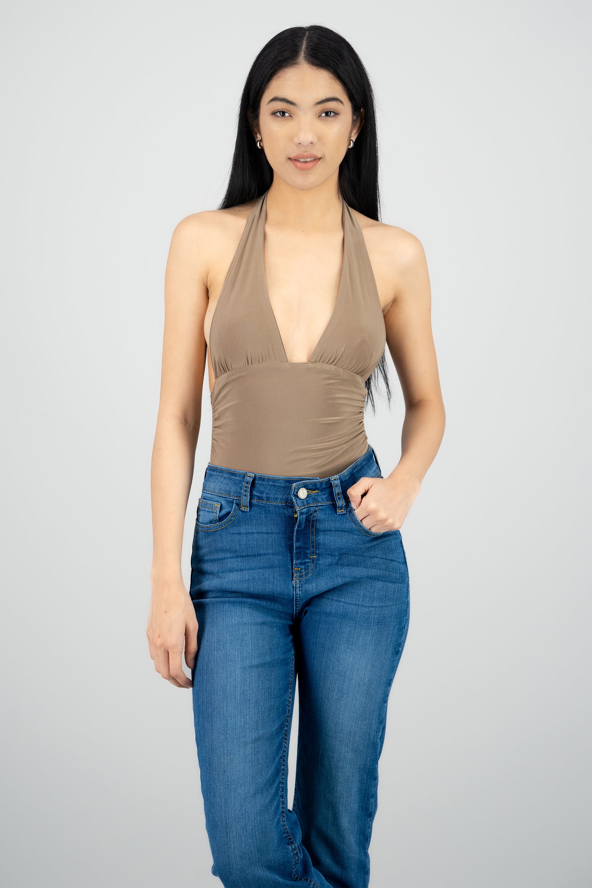 Bodysuit halter escote v CAFE