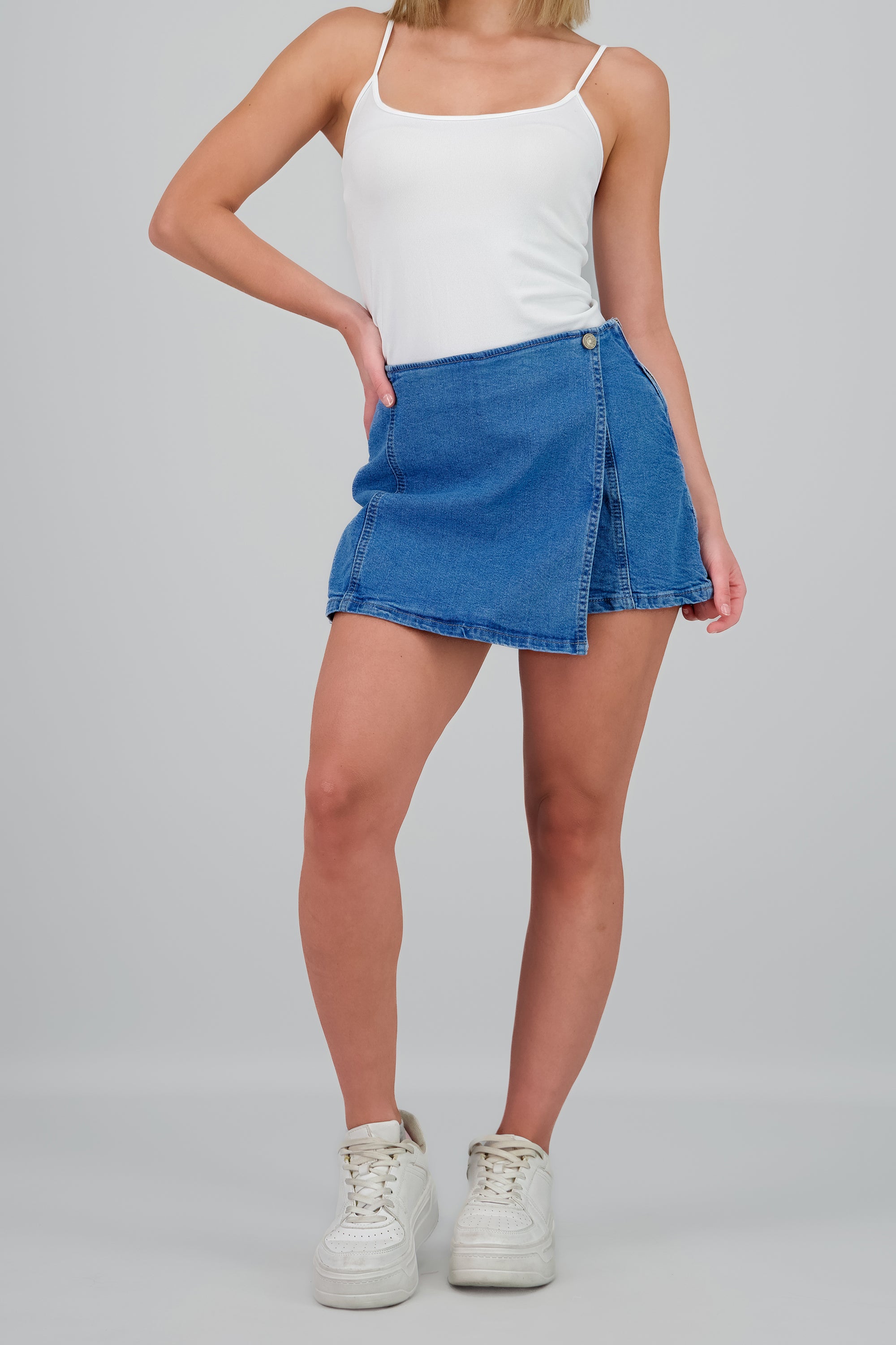 Skort cruce botón MEDIUM WASH