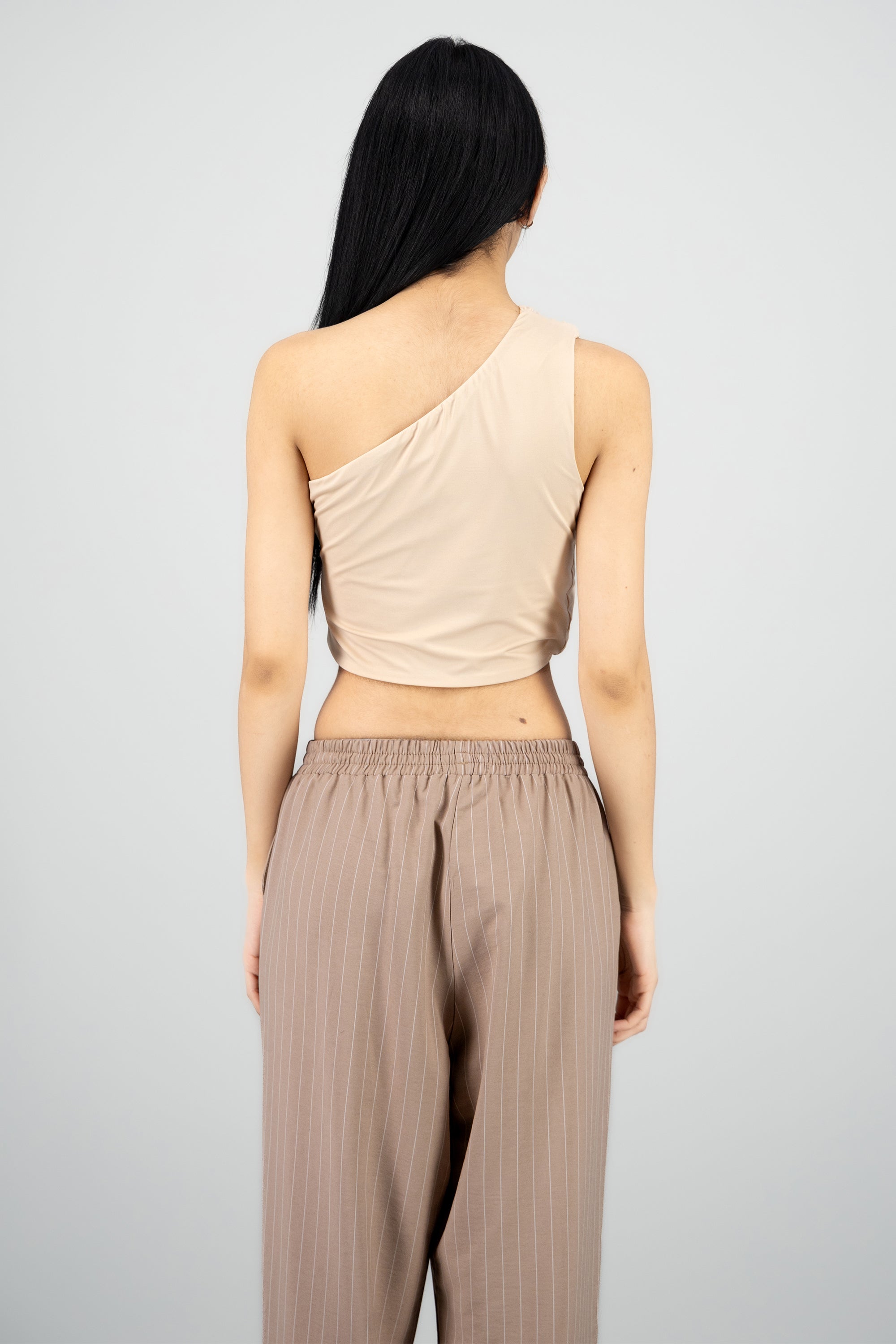 Top drapeado one shoulder hypsters BEIGE