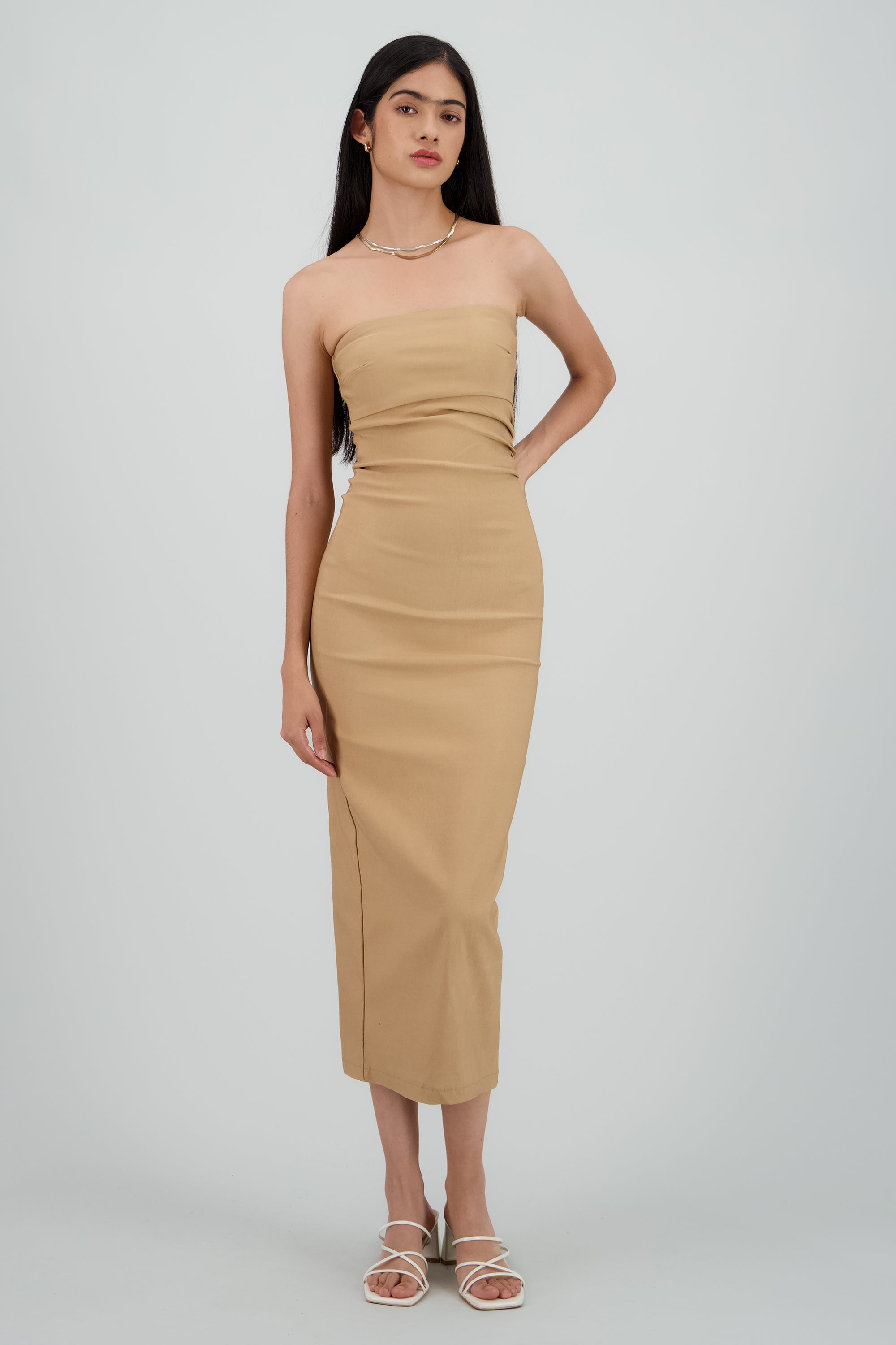 Vestido maxi strapless drapeado hypsters ARENA
