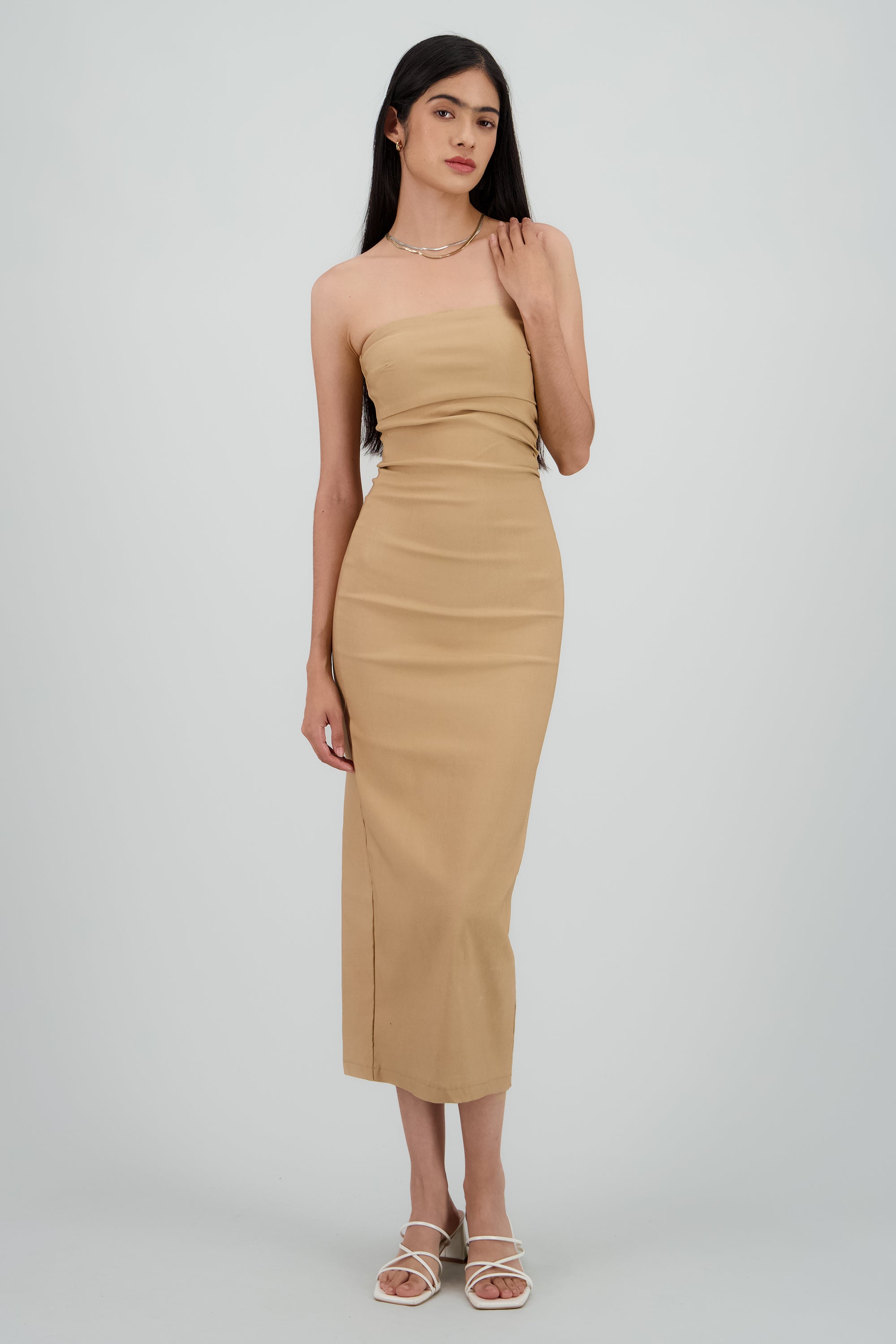 Vestido maxi strapless drapeado hypsters ARENA