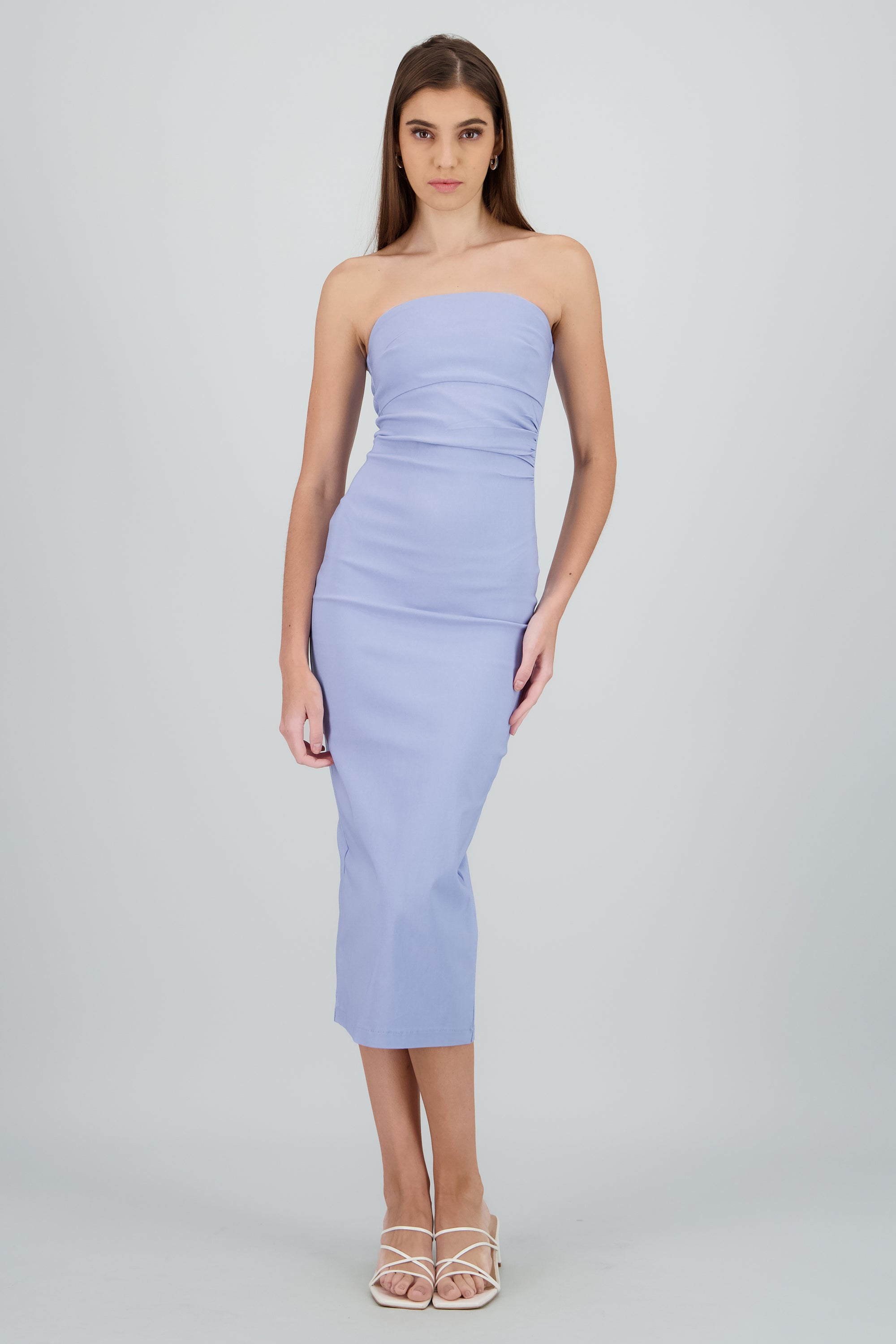 Vestido maxi strapless drapeado hypsters AZUL