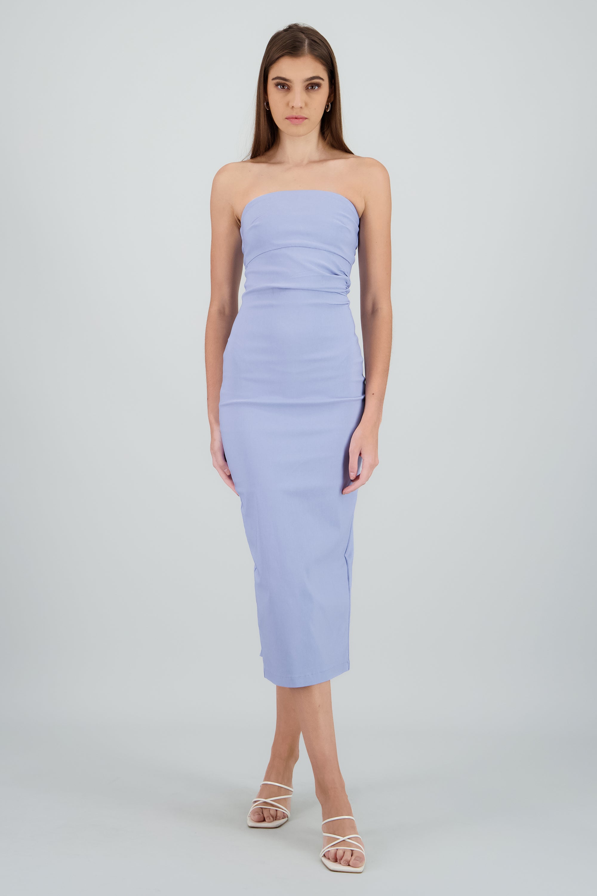 Vestido maxi strapless drapeado hypsters AZUL