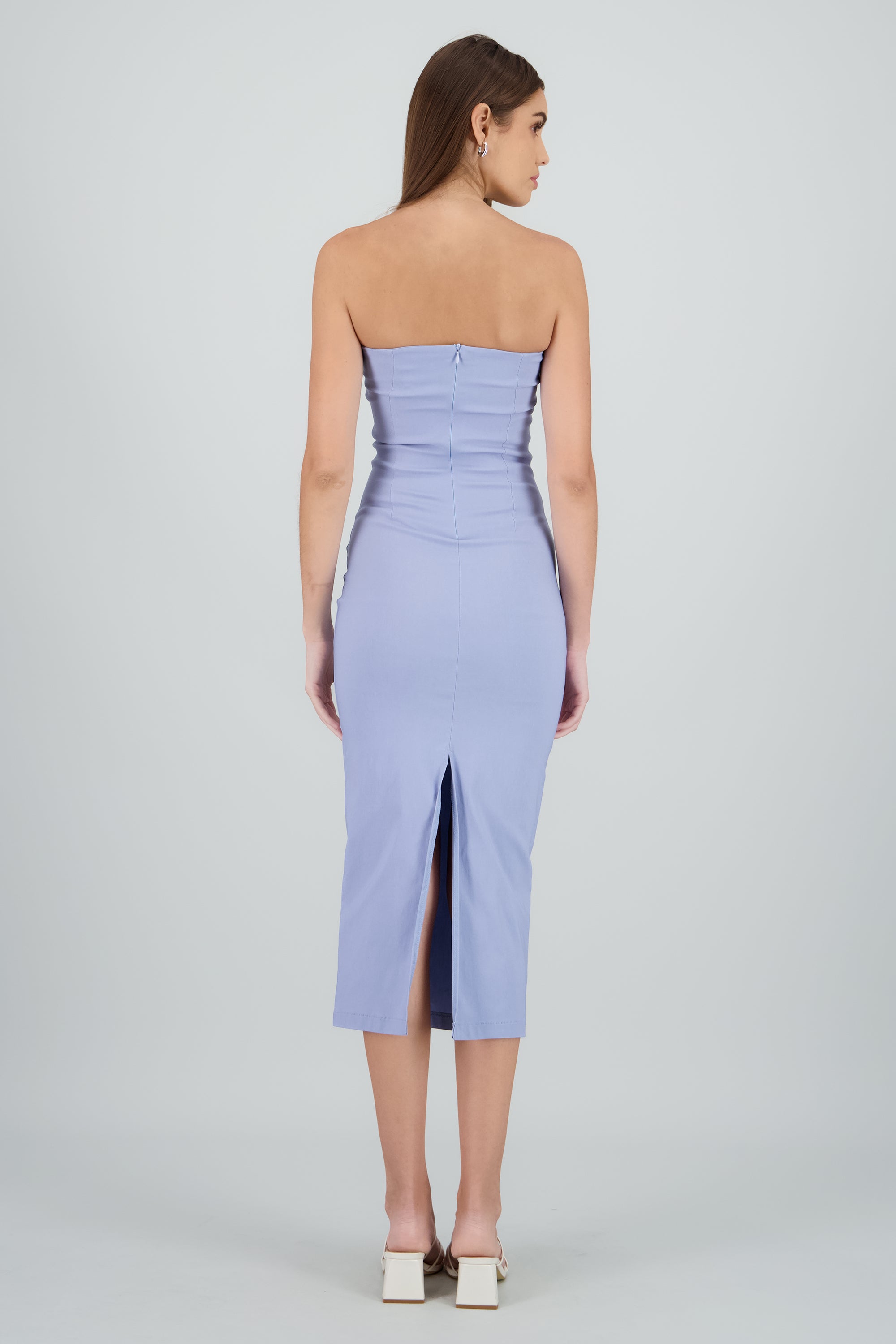 Vestido maxi strapless drapeado hypsters AZUL