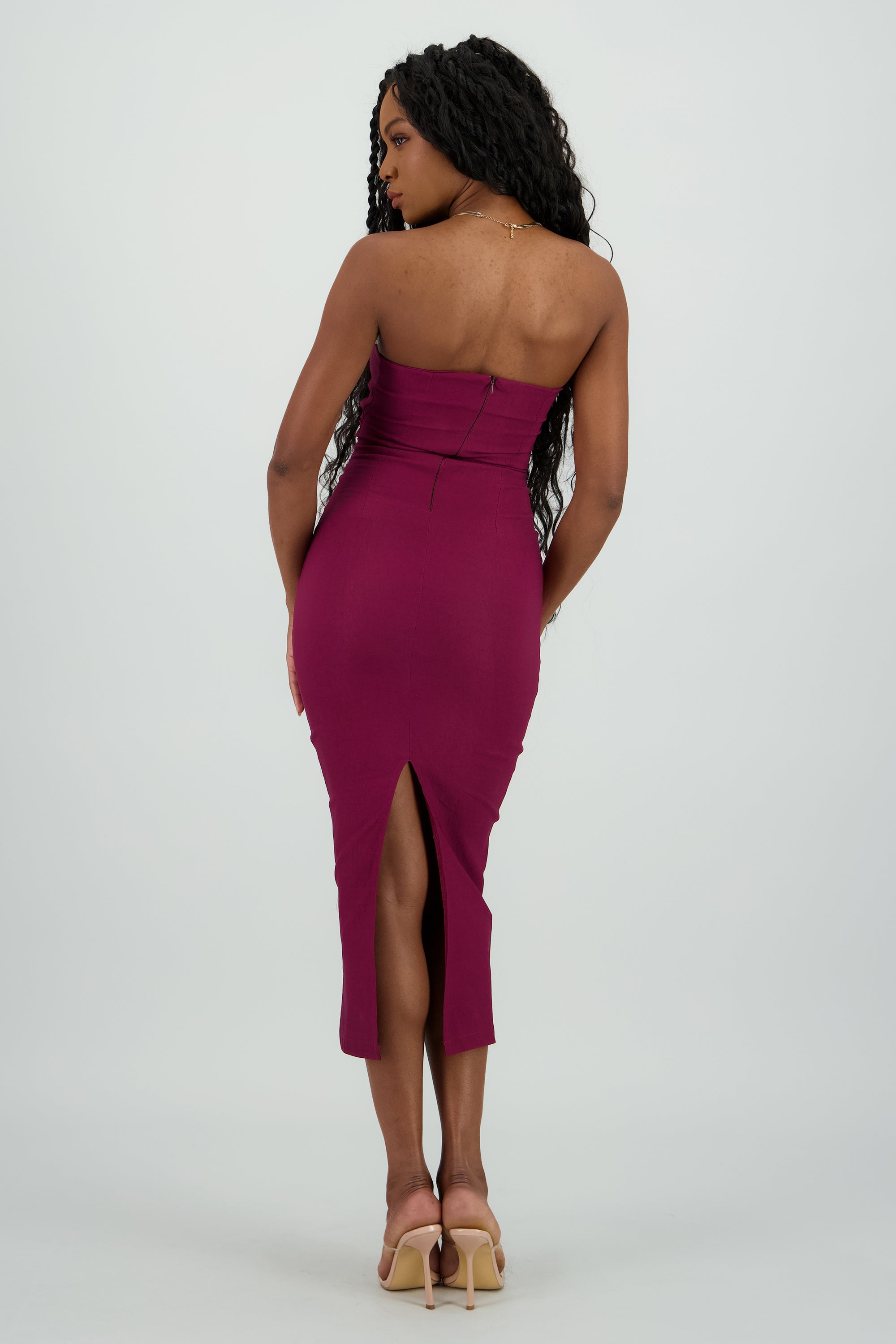 Vestido maxi strapless drapeado hypsters VINO