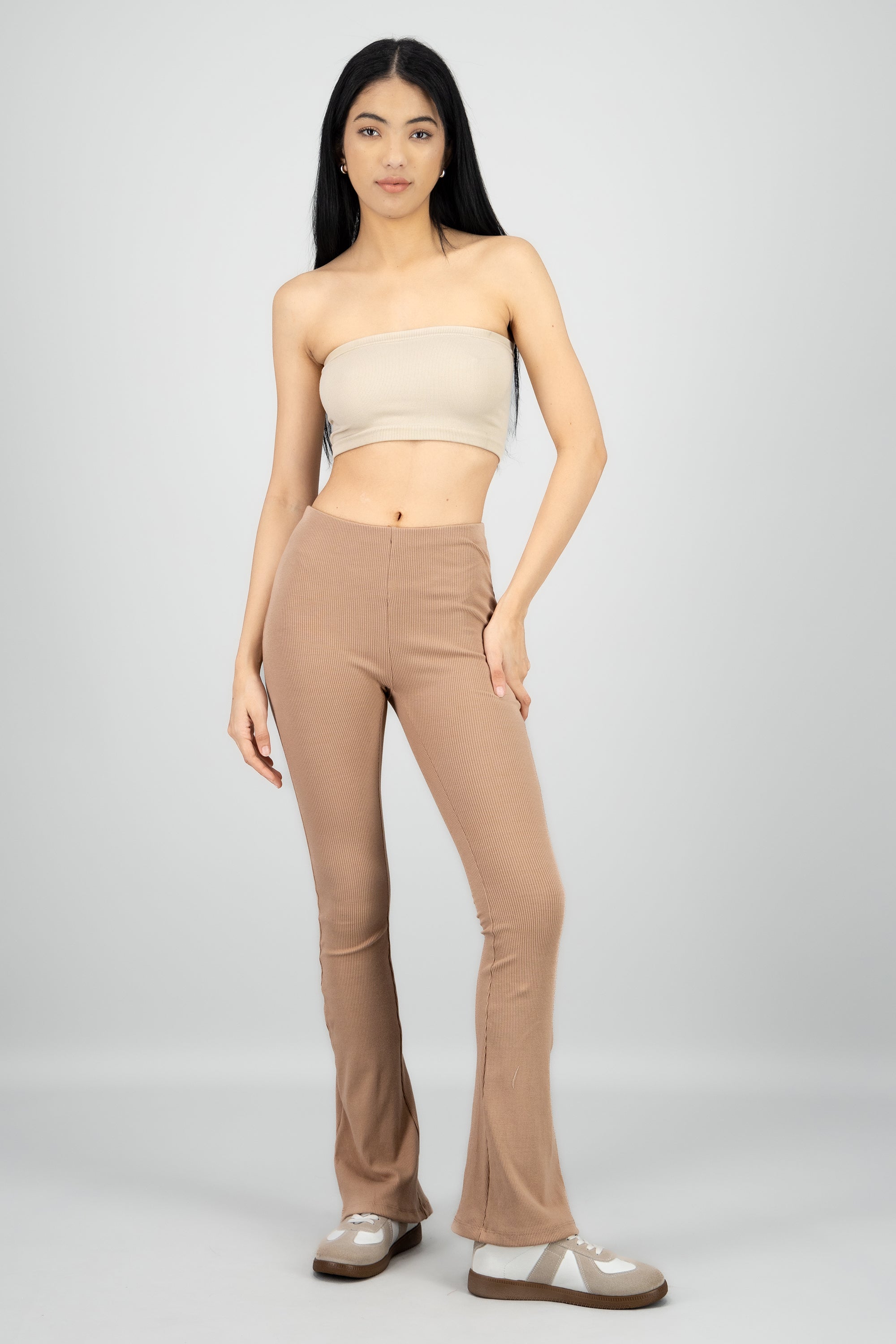 Leggings flare rib BEIGE