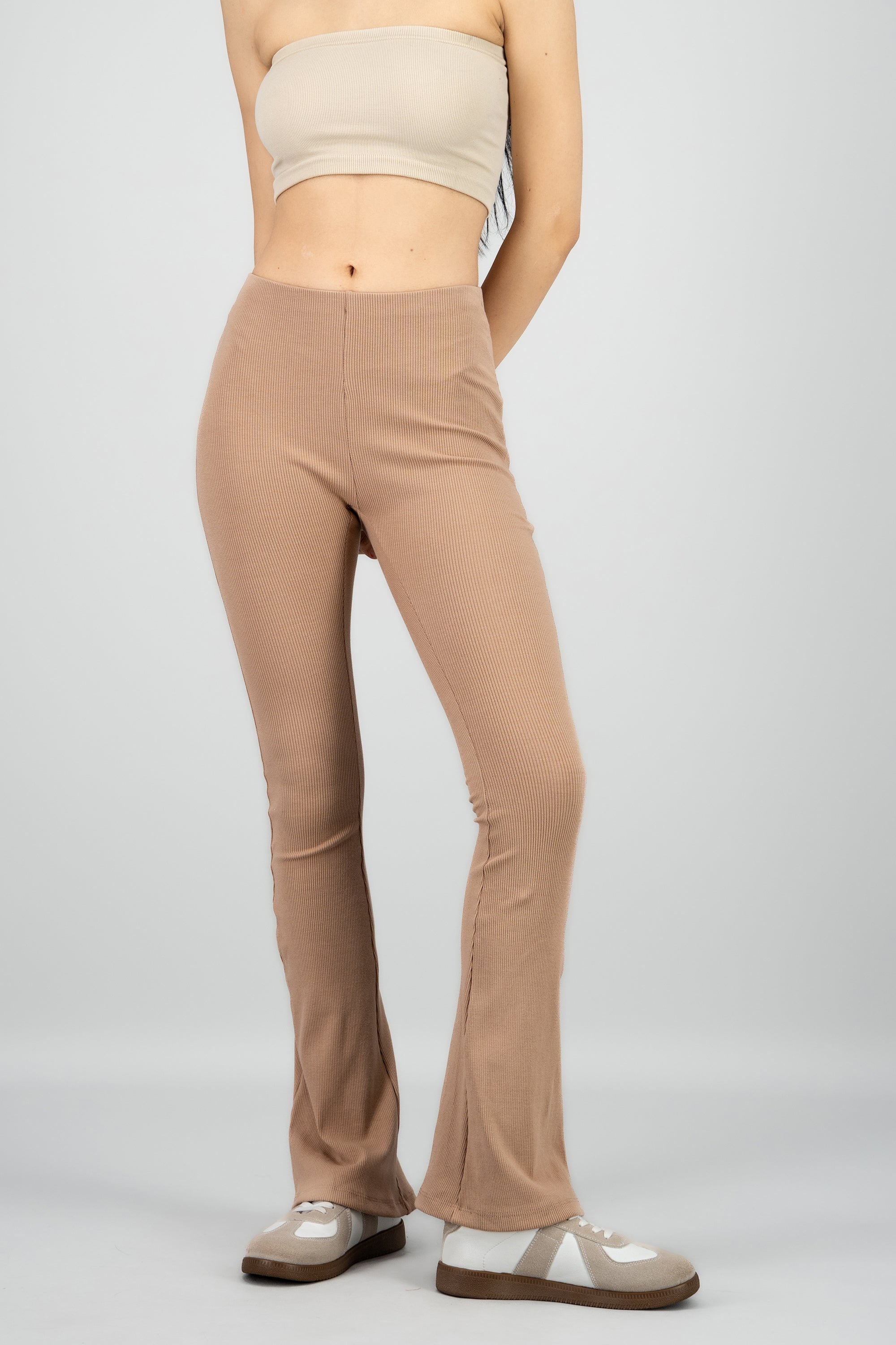 Leggings flare rib BEIGE