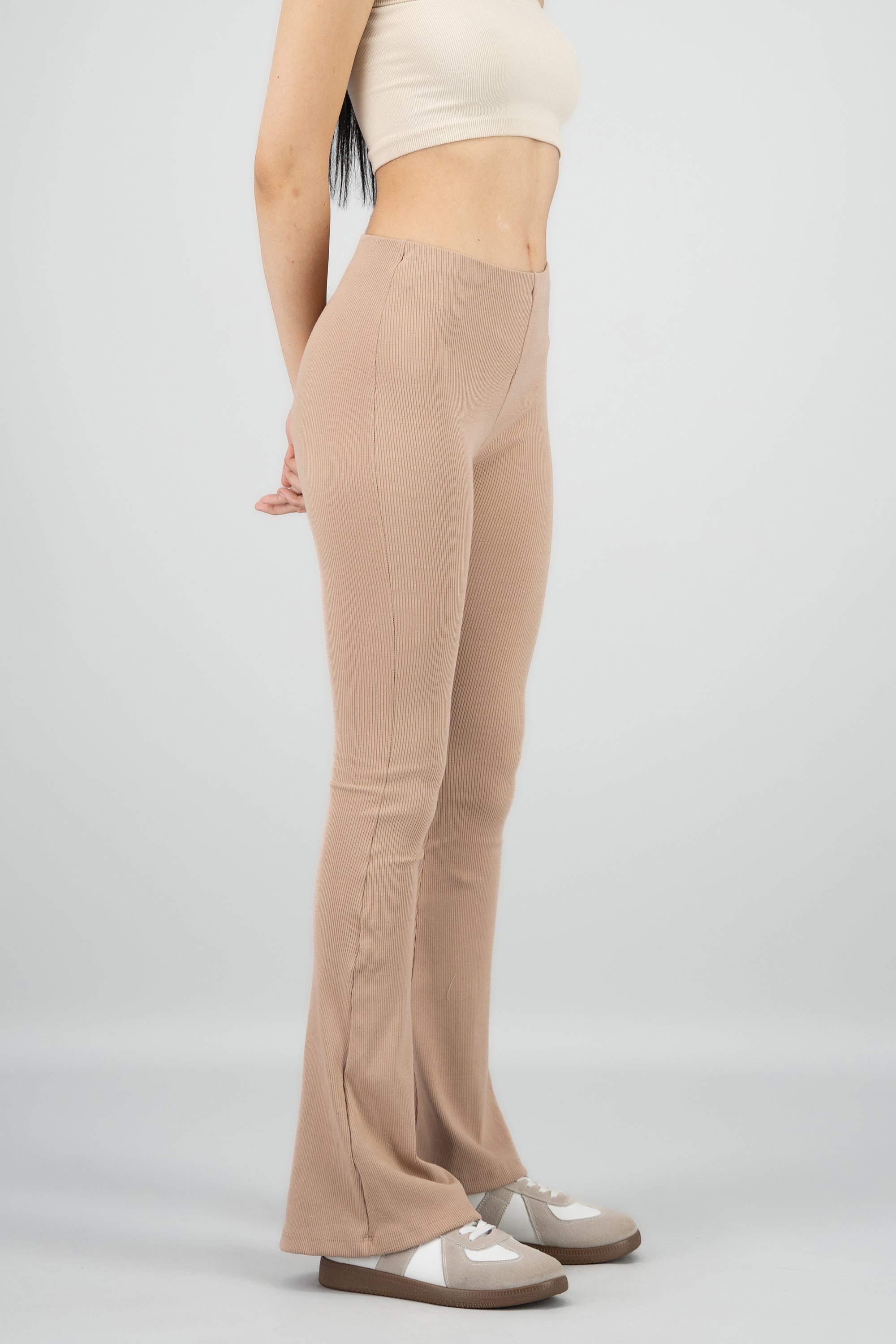 Leggings flare rib BEIGE