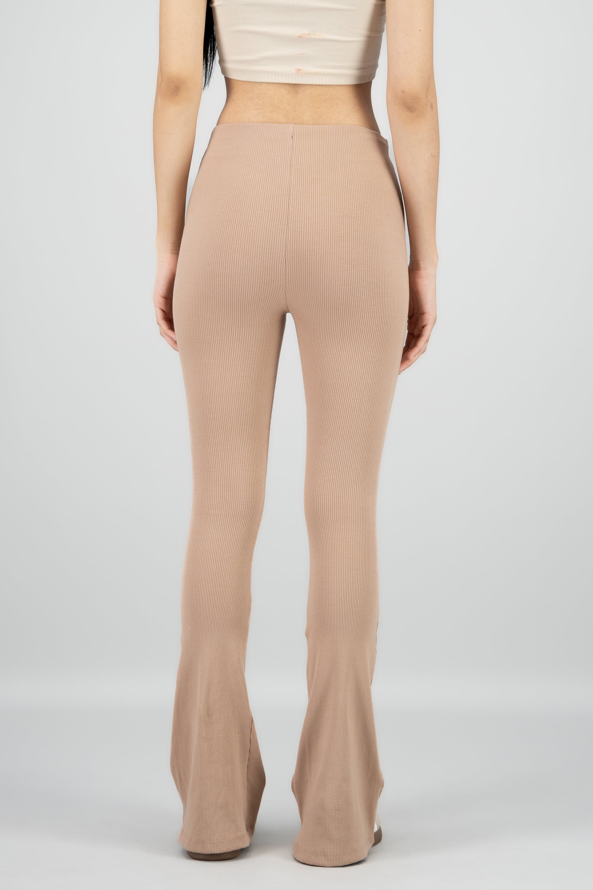 Leggings flare rib BEIGE