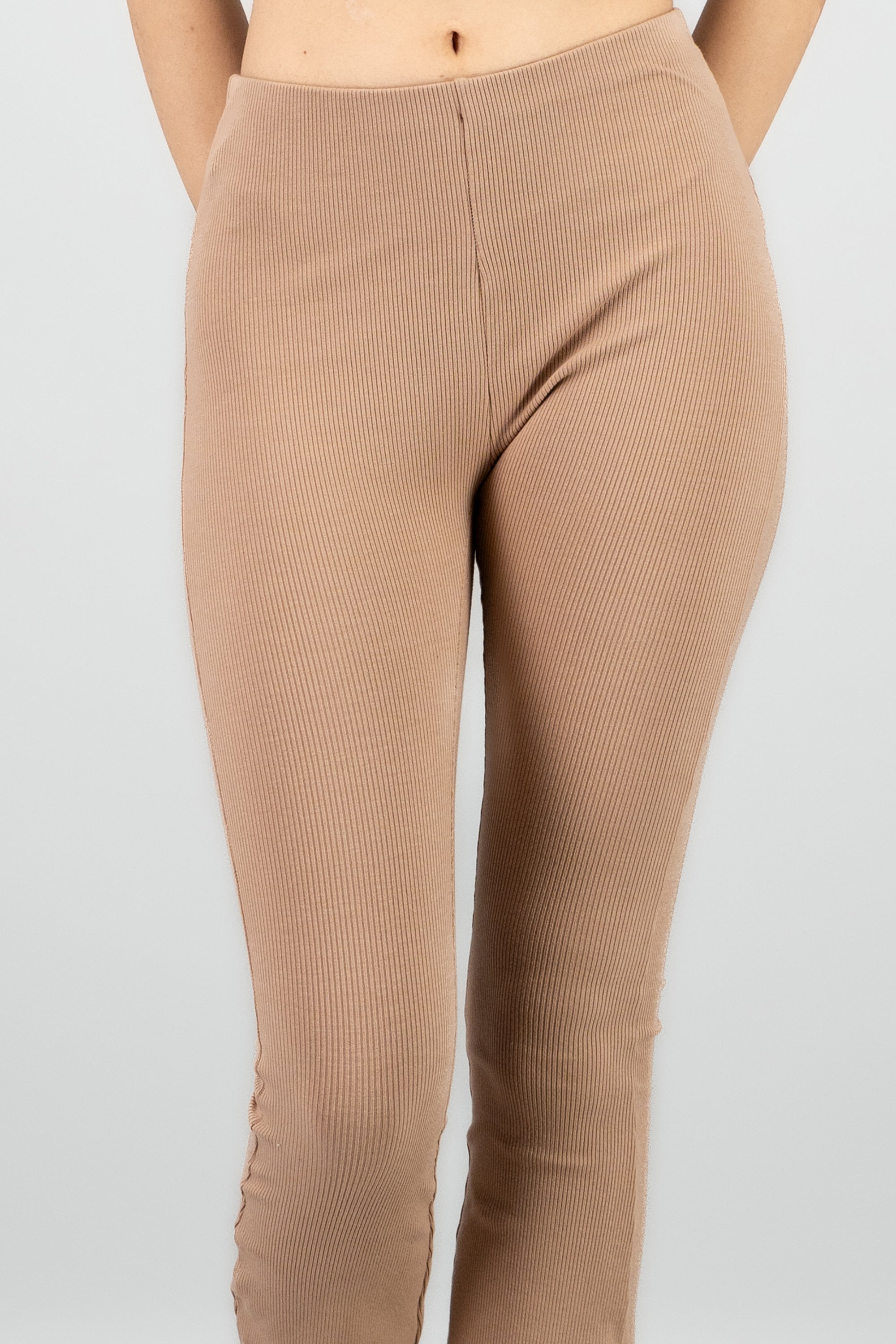 Leggings flare rib BEIGE