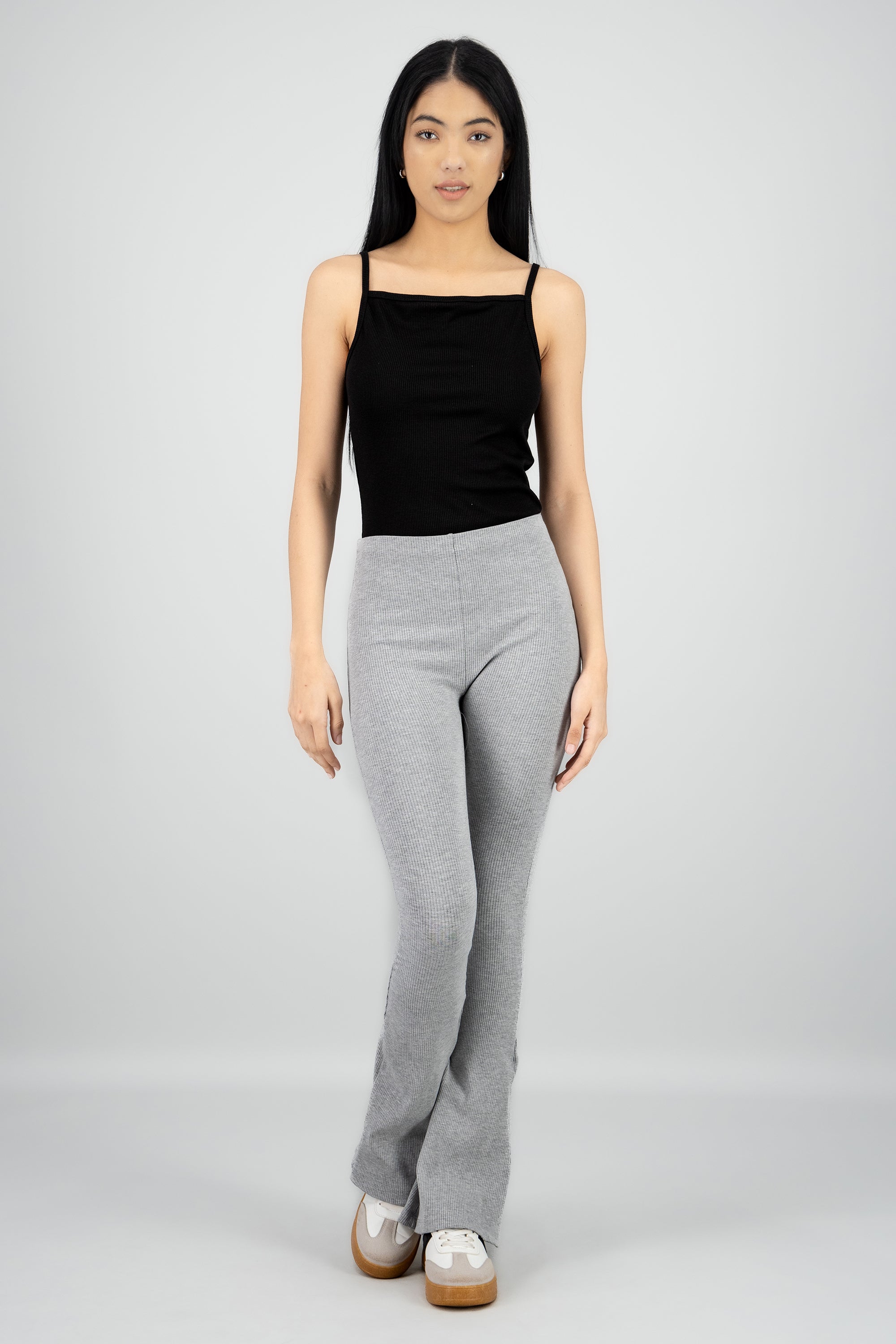 Leggings flare rib GRIS