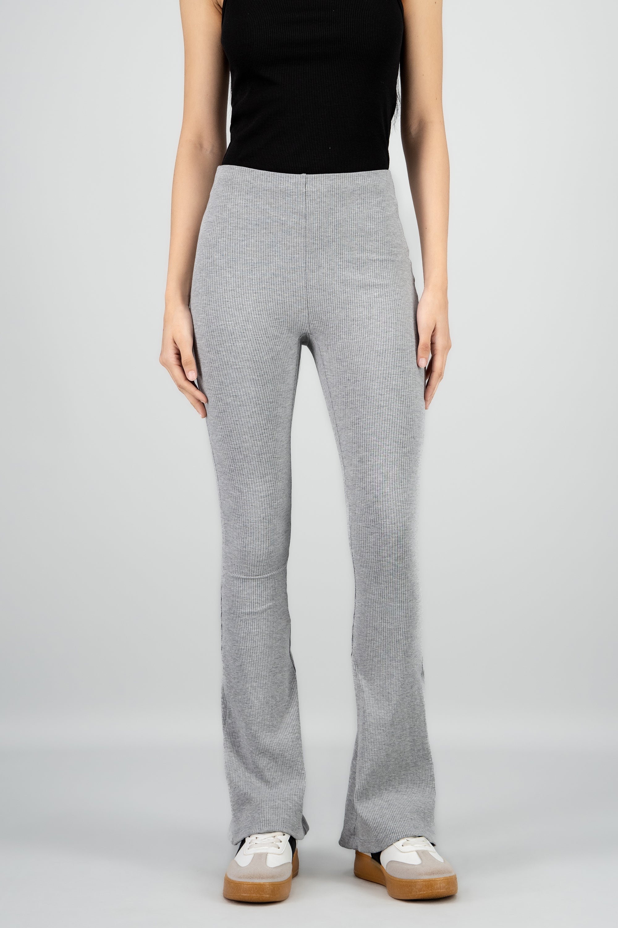 Leggings flare rib GRIS