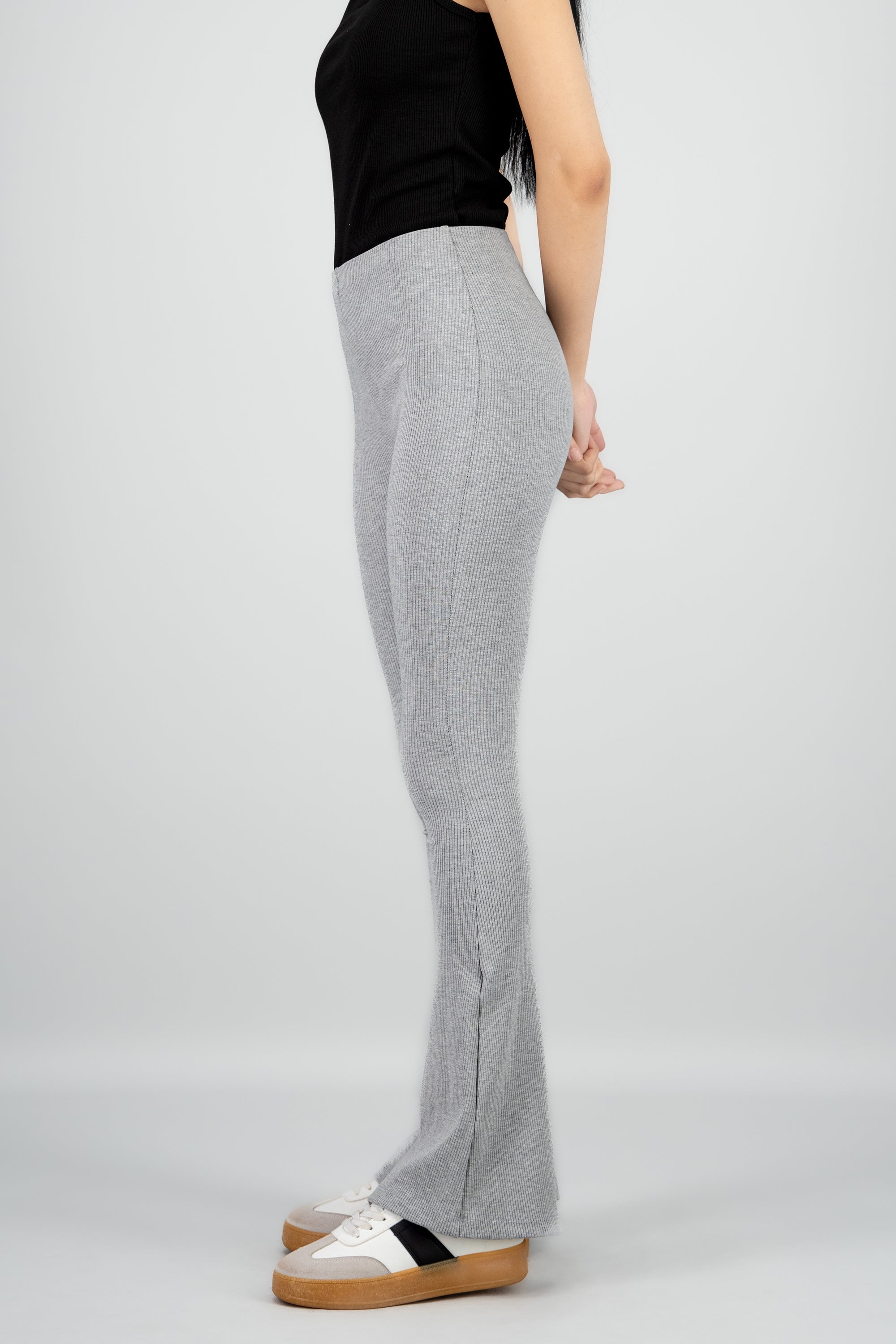 Leggings flare rib GRIS