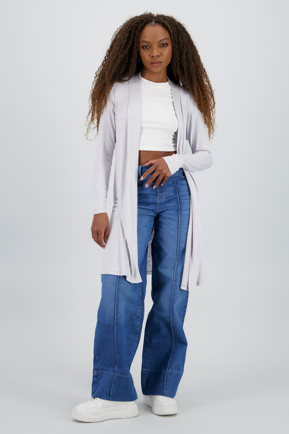 Cardigan manga larga liso