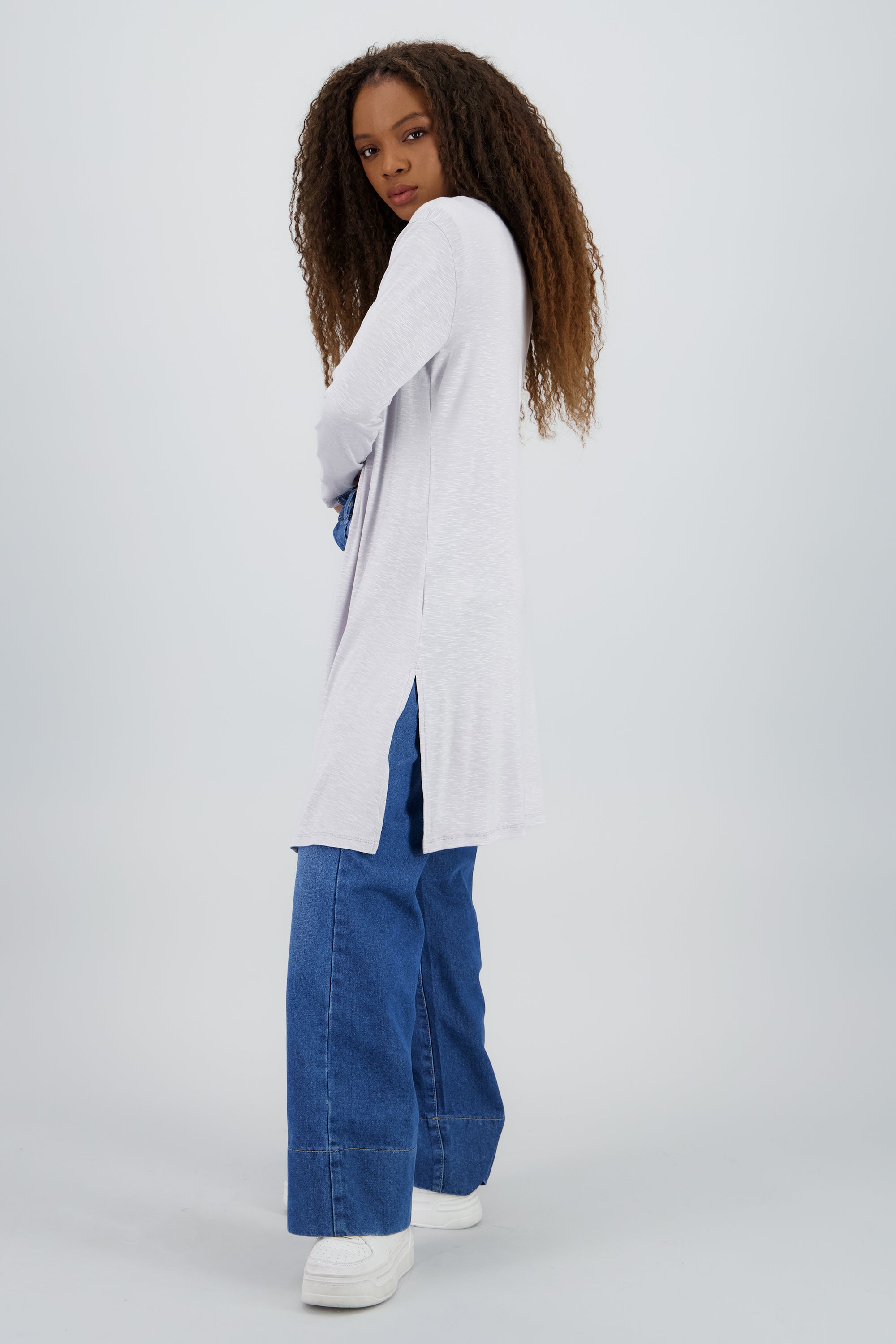 Cardigan manga larga liso