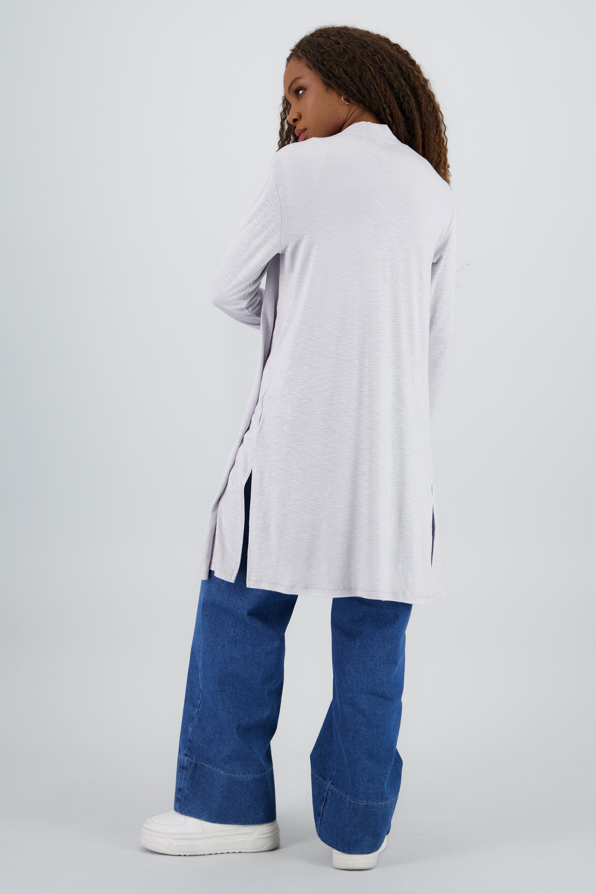 Cardigan manga larga liso GRIS CLARO