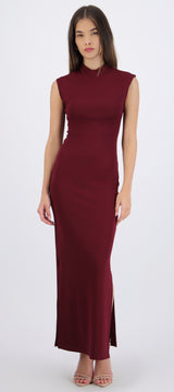 Vestido rib manga corta con abertura