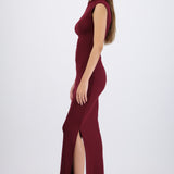 Vestido rib manga corta con abertura