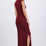 Vestido rib manga corta con abertura