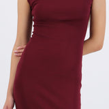 Vestido rib manga corta con abertura