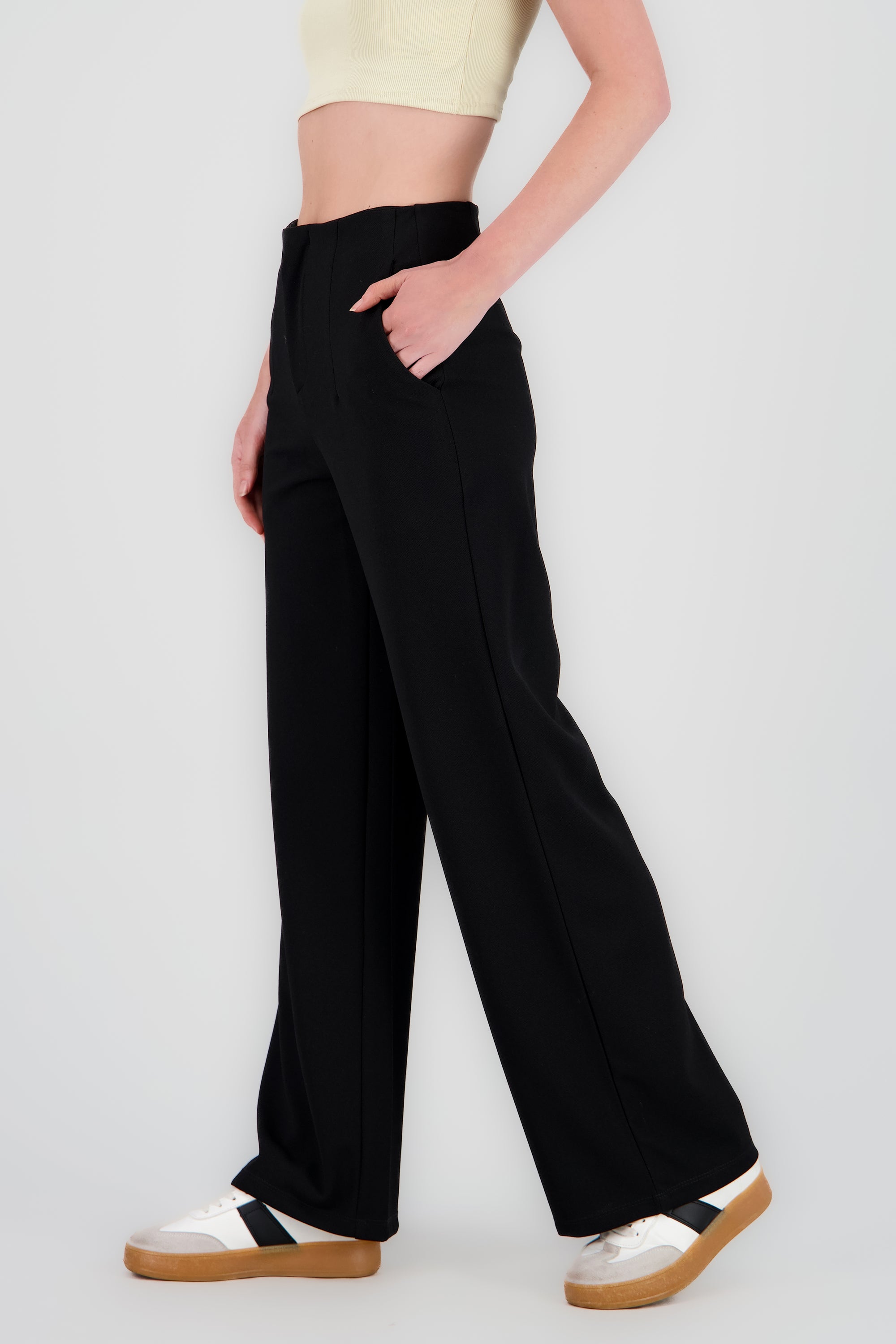 Pantalon wide leg amplio NEGRO