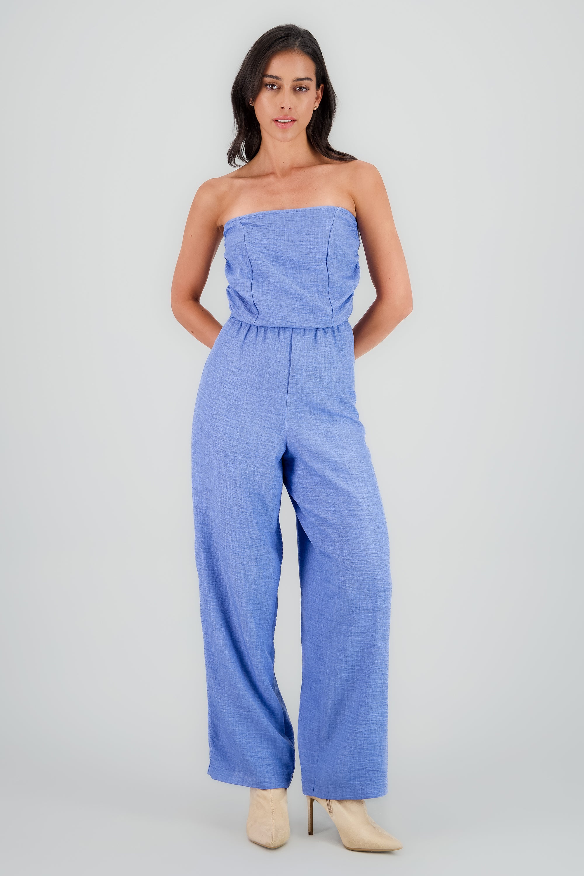 Jumpsuit strapples drapeado ligero AZUL CIELO