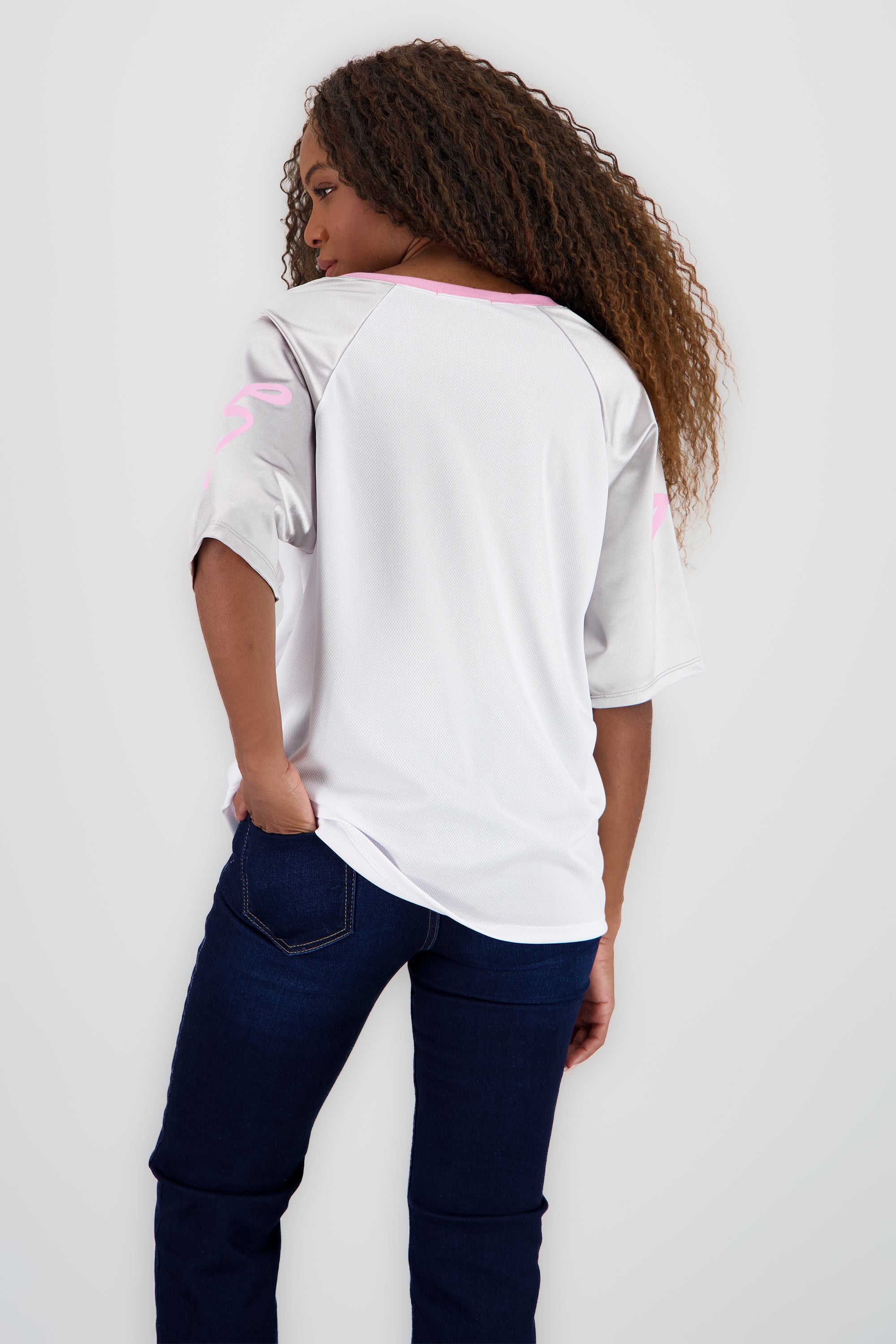 Playera deportiva contraste mangas BLANCO