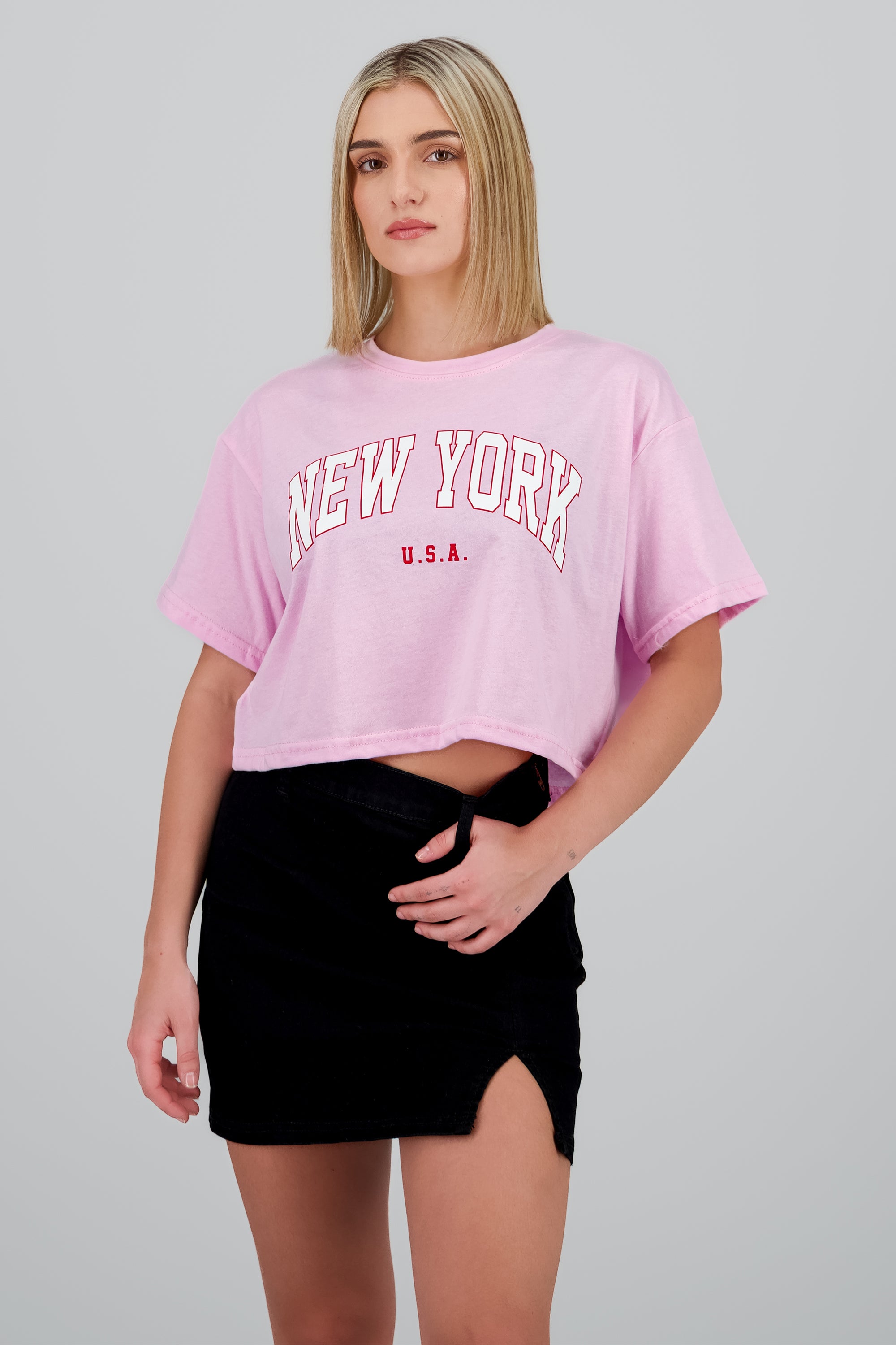 Playera boxy estampado new york ROSA