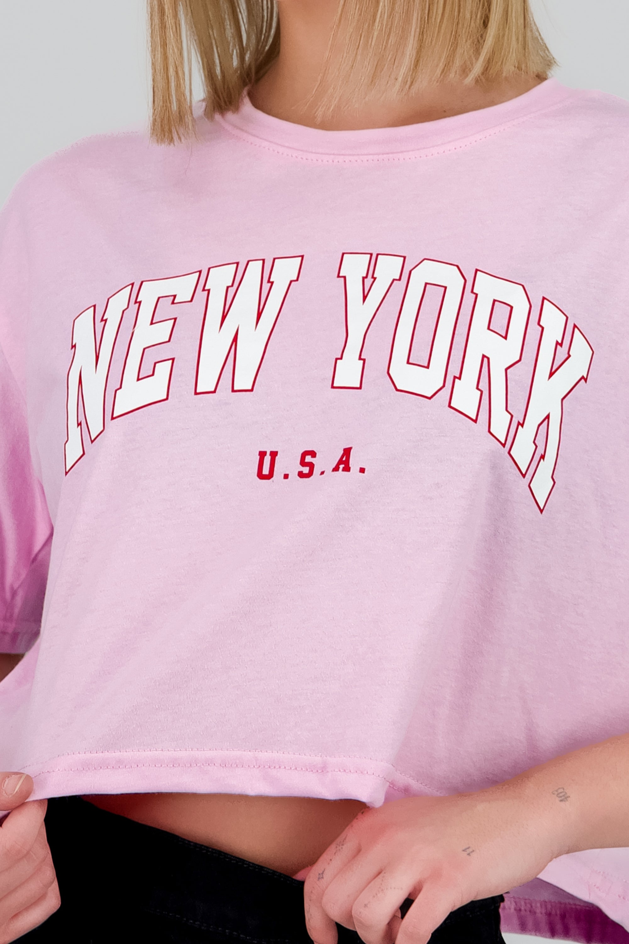 Playera boxy estampado new york ROSA