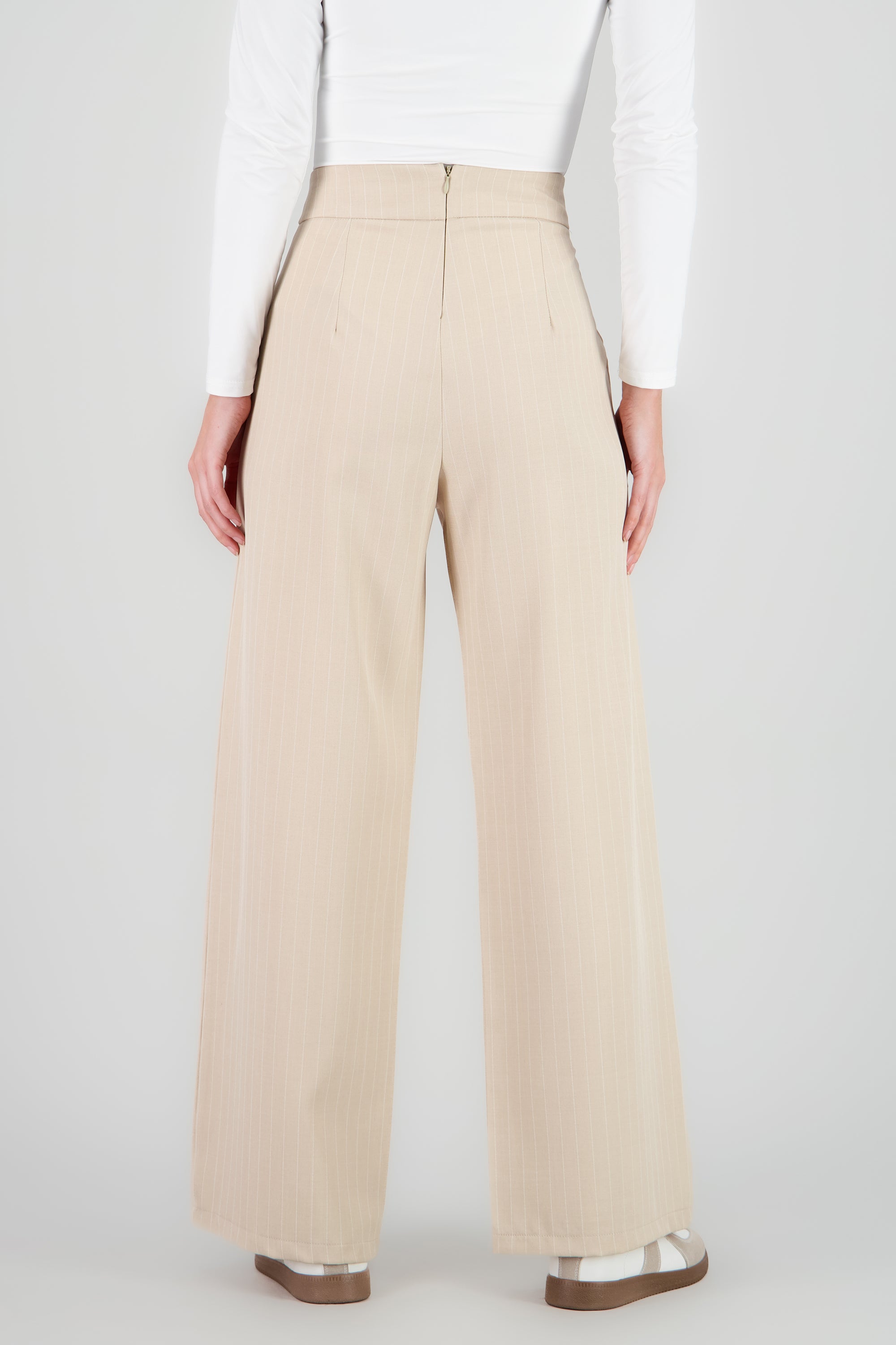 Pantalon recto detalle rayas BEIGE