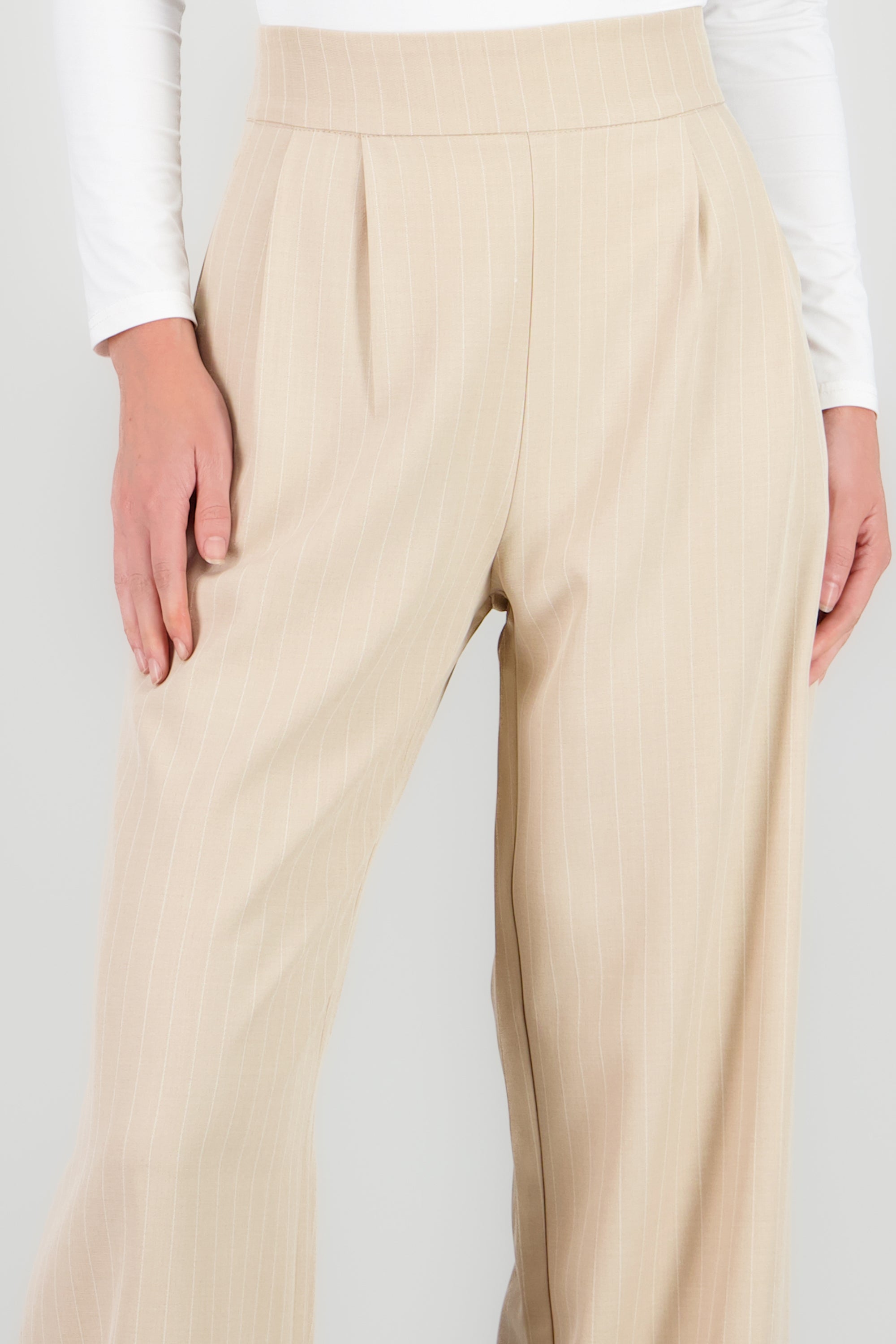 Pantalon recto detalle rayas BEIGE